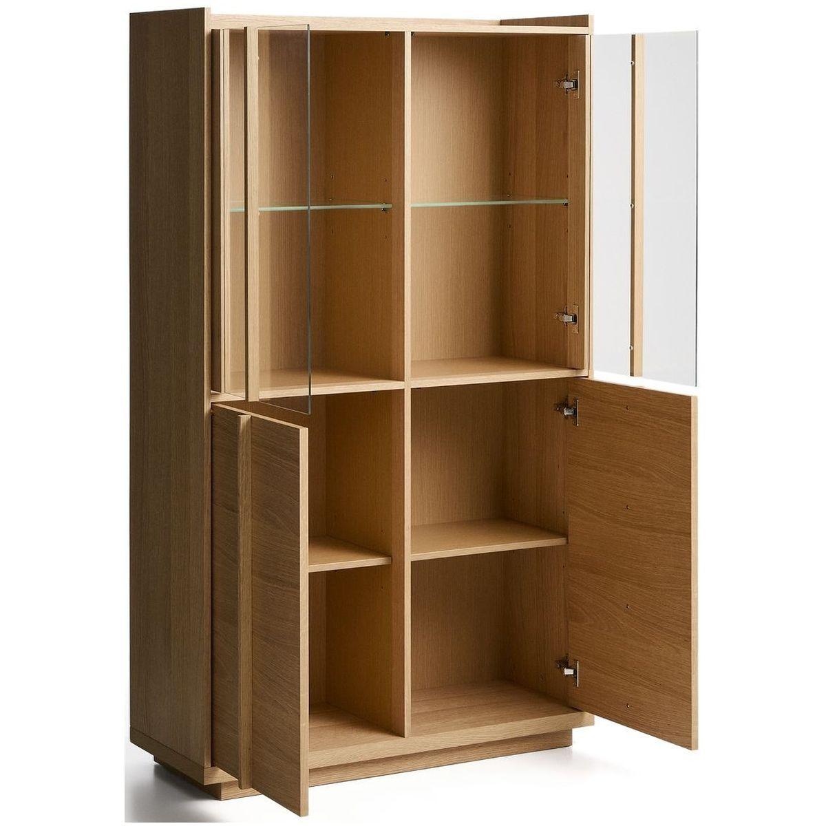 Vitrine Onix aus massivem Eichenholz und Eichenfurnier mit Naturton-Finish 100x170 FSC Mix Credit