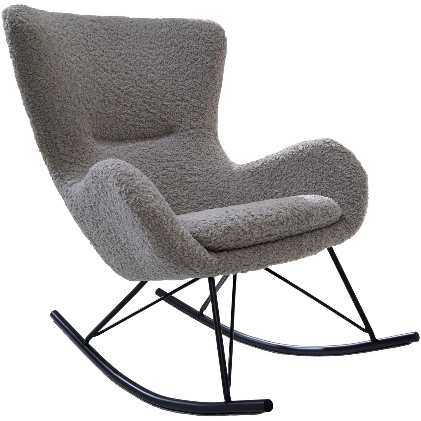 Schaukelstuhl Schaukelsessel Norway Swing Bouclé Stoff grau