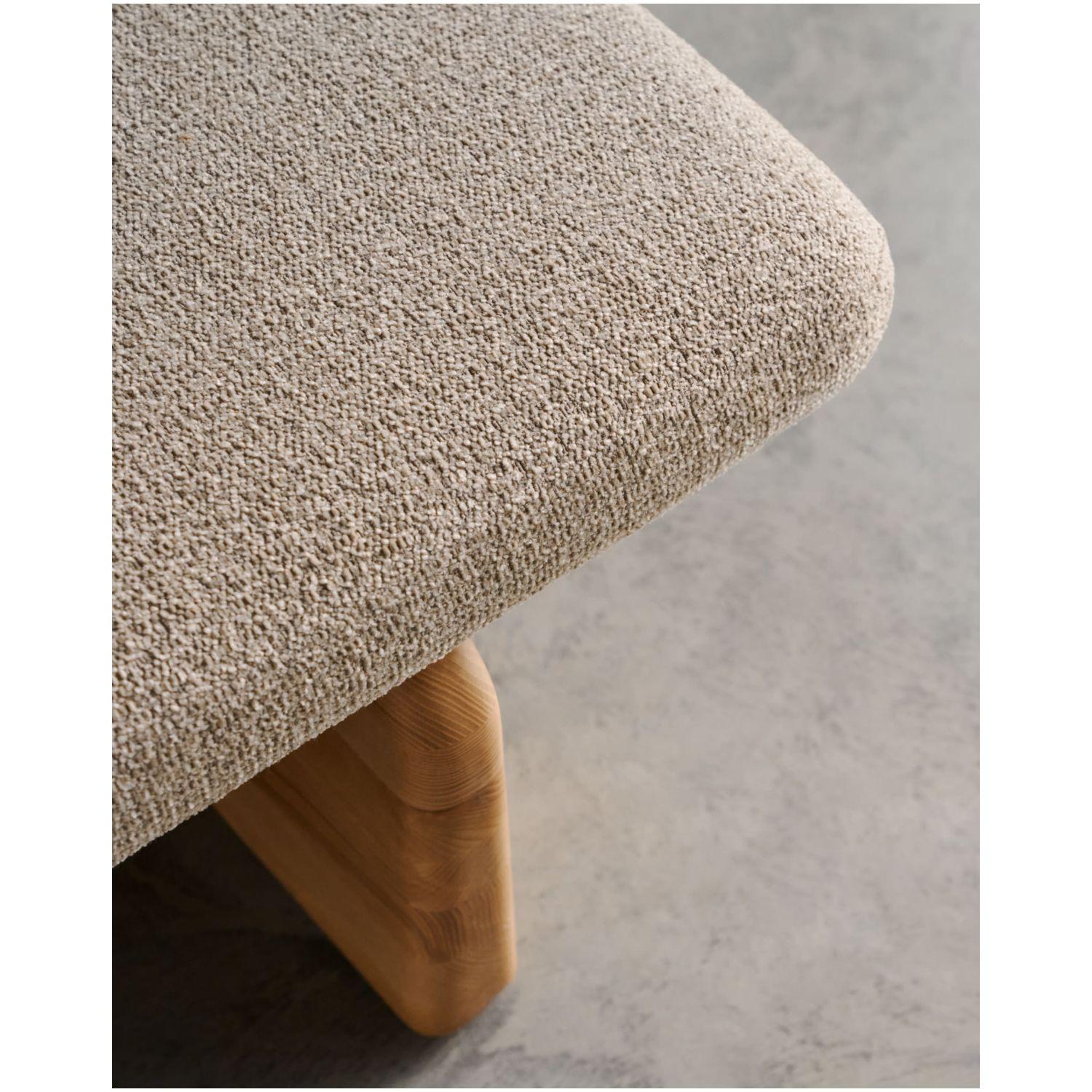 Daybed Topaz aus beigefarbenem Chenille und massivem Eschenholz mit natürlichem Finish 200