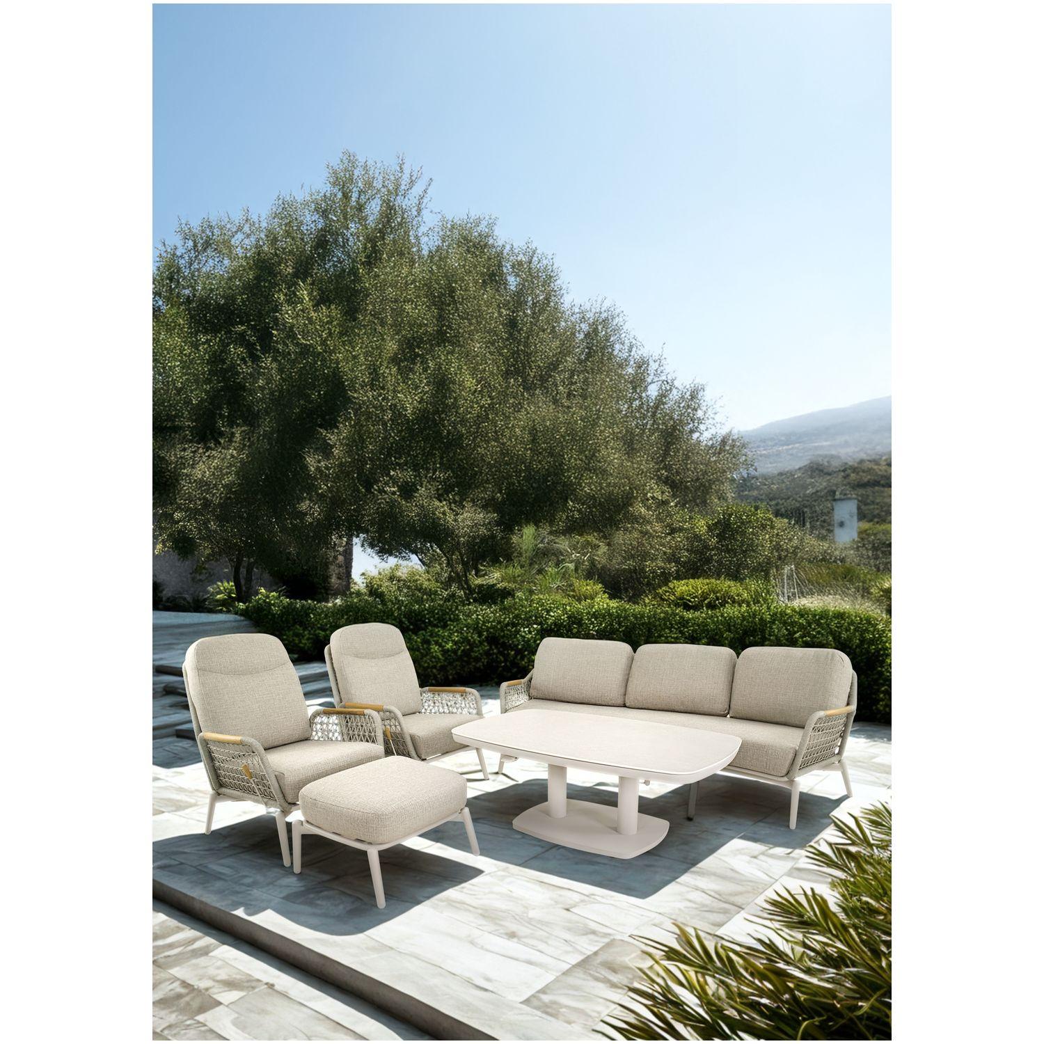 Gartenhocker Paris Aluminium Seil beige 64x56