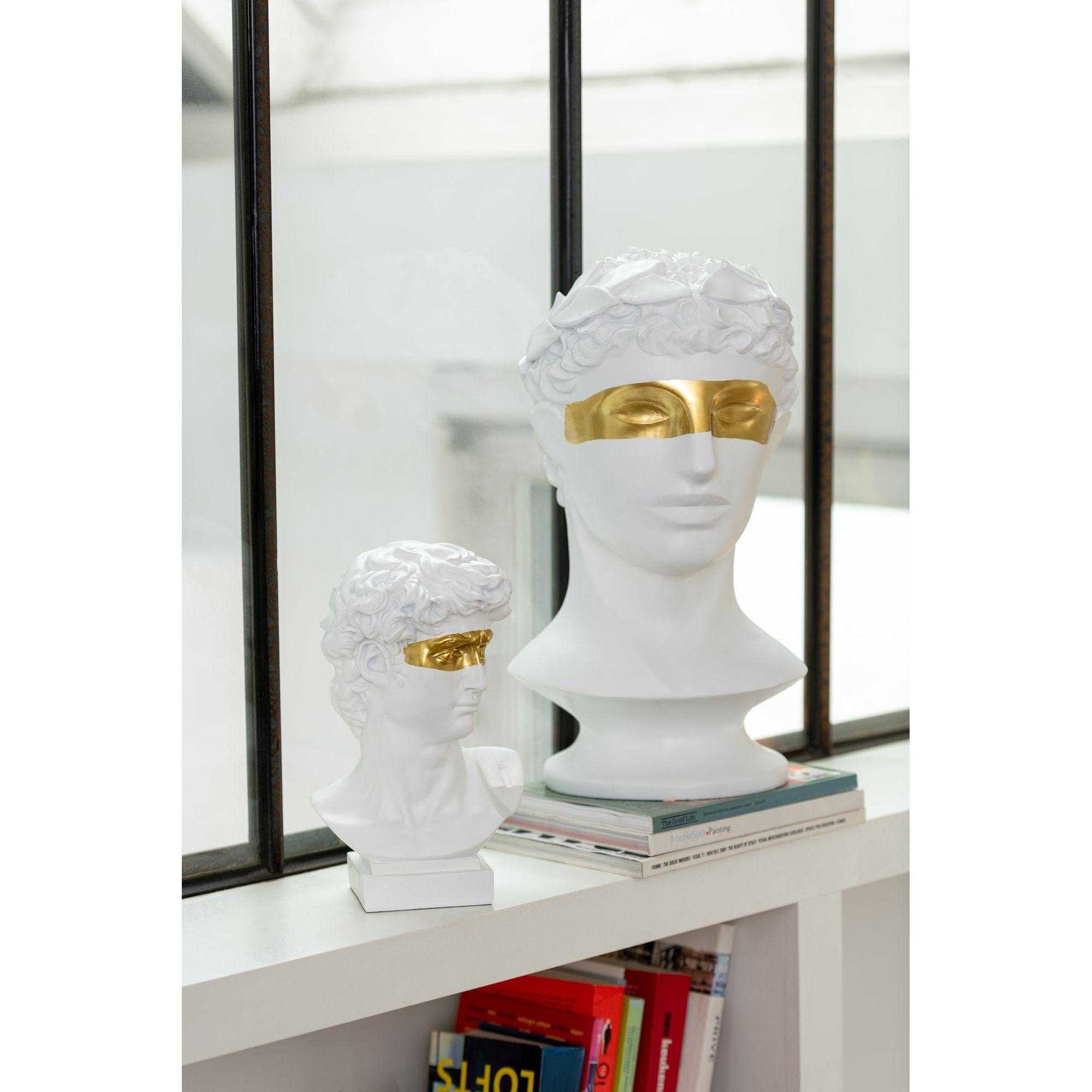 Büste David Poly Weiss Gold H29