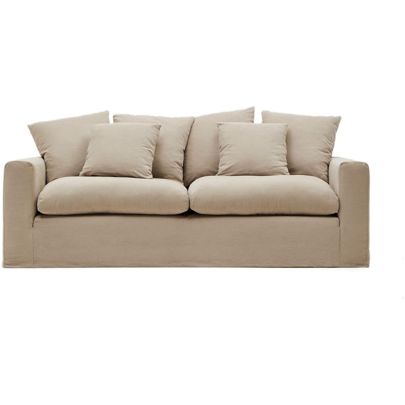 Bezug für Nora Sofa 240 aus Leinen und Baumwolle taupe
