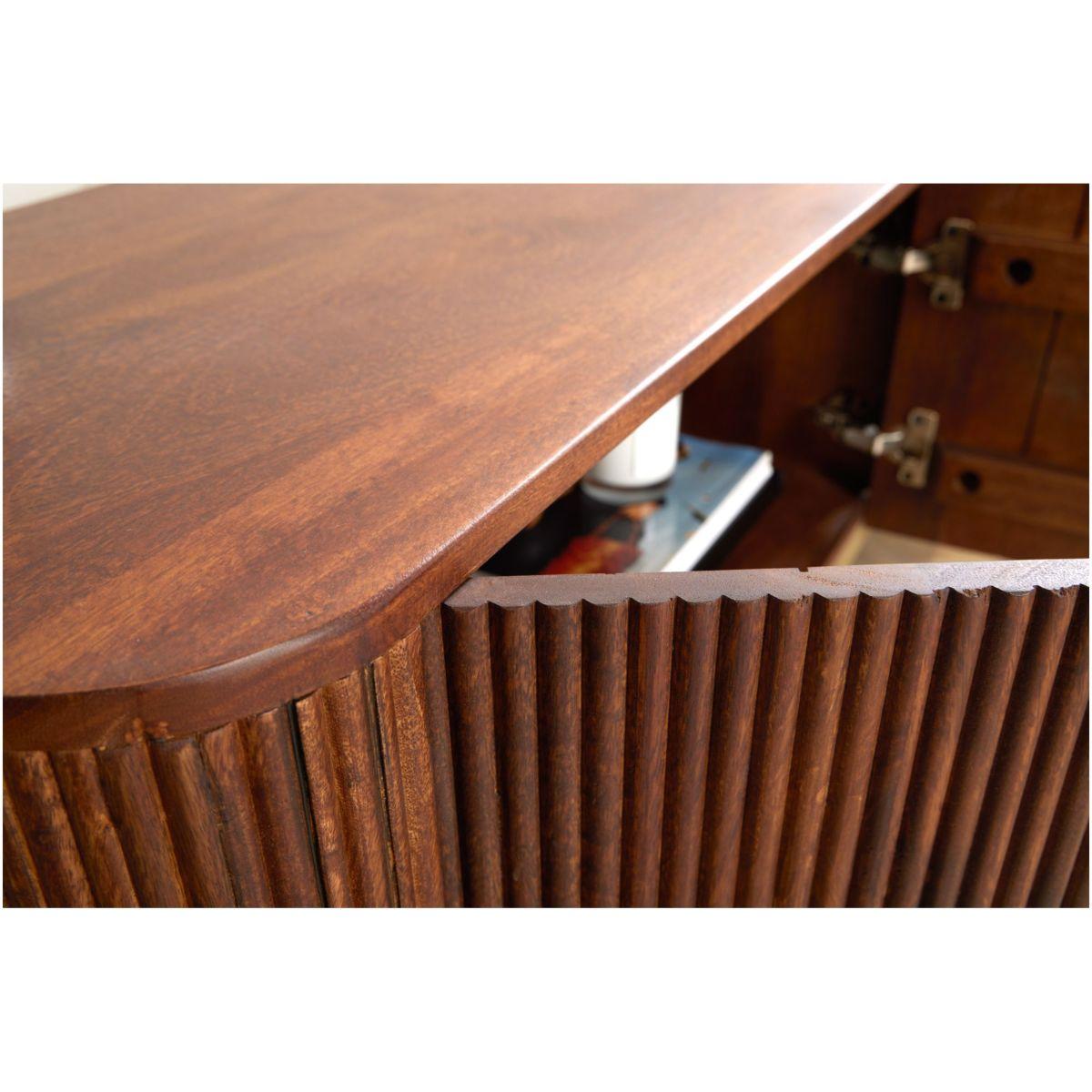 TV Board Lowboard abgerundet Cazeno Gold Mangoholz braun 160