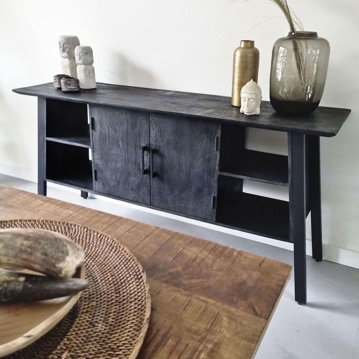 Anrichte Sideboard Jena Mangoholz schwarz 175