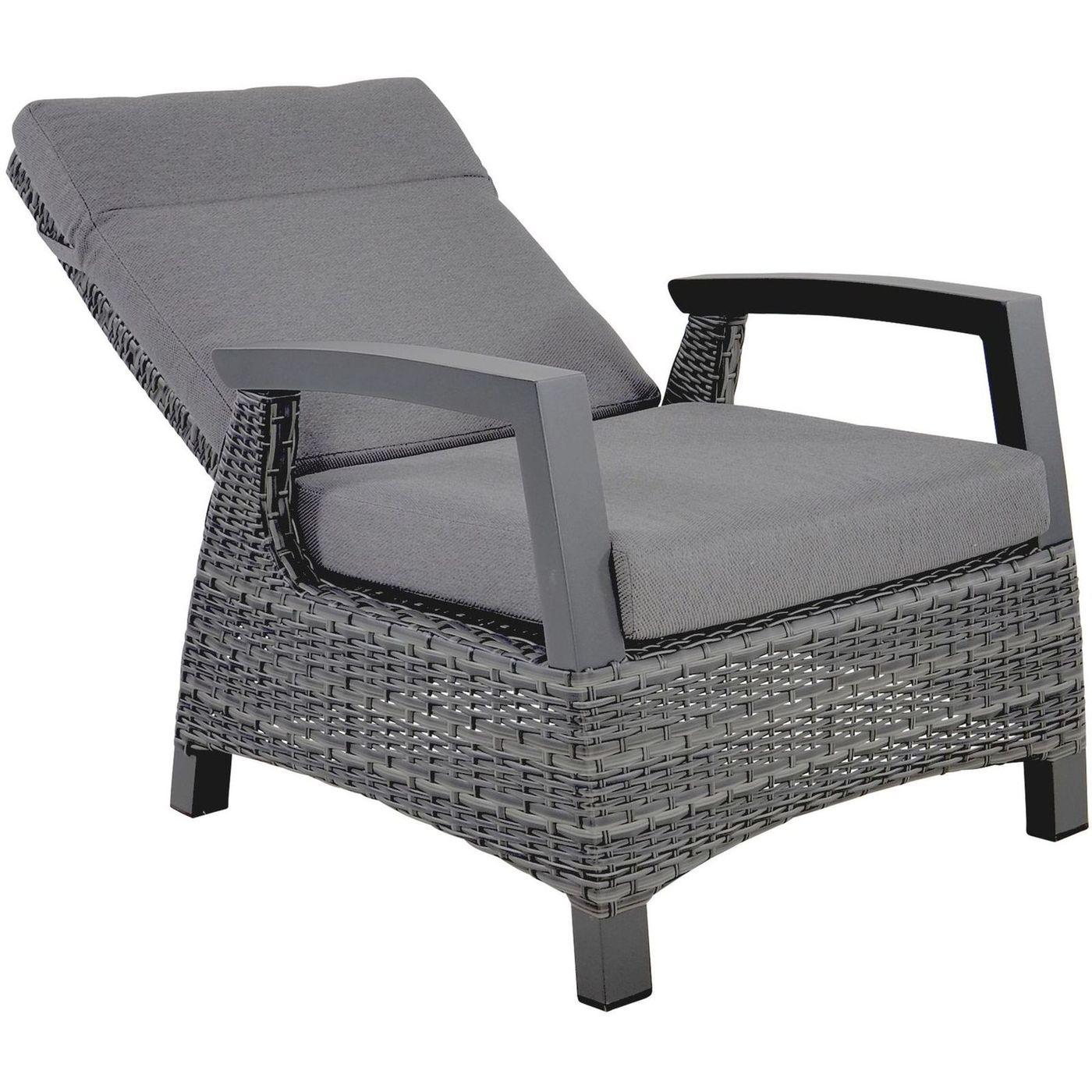 Poly Rattan Gartensessel Parma anthrazit (verstellbar)