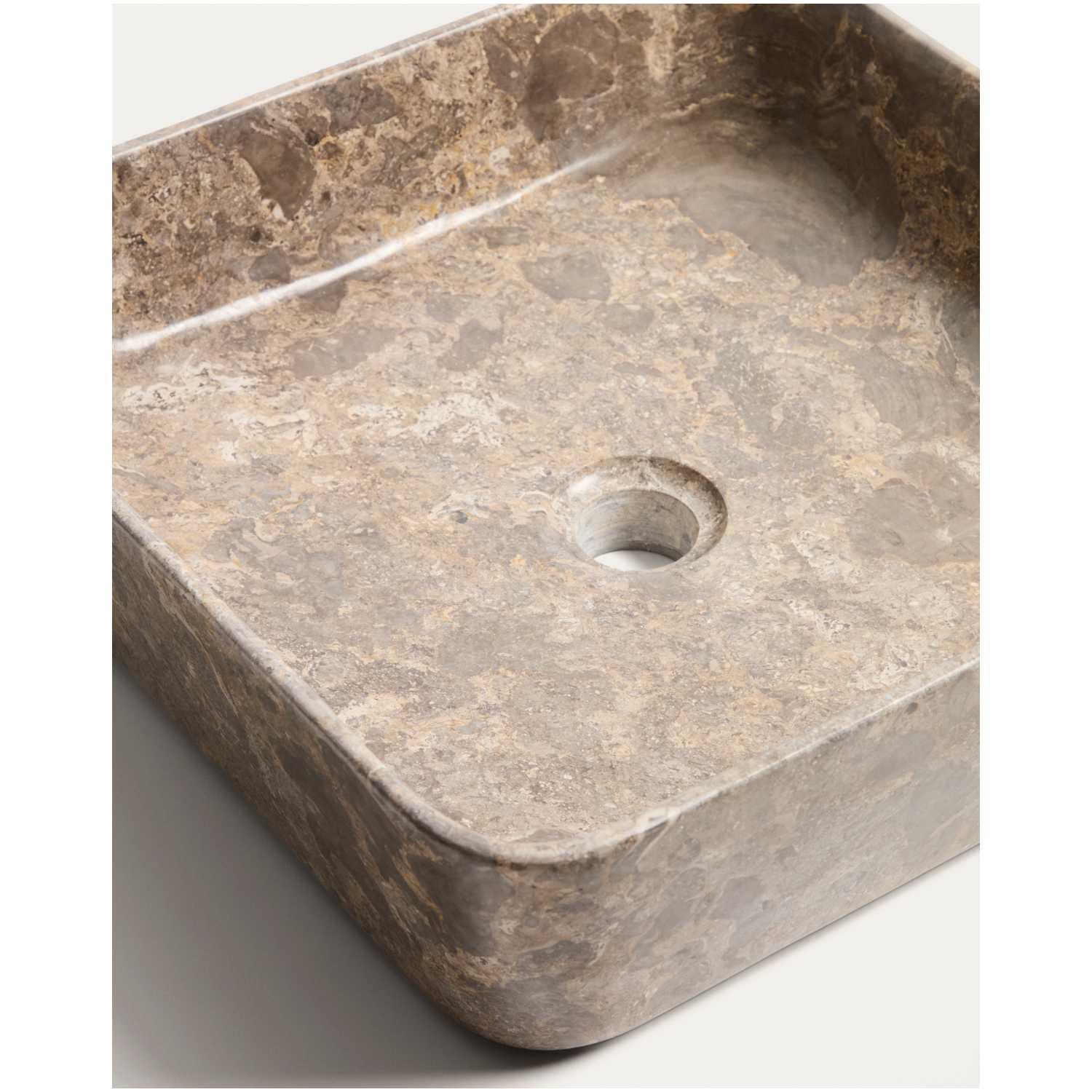 Aufsatzwaschbecken quadratisch Darnen aus grauem Marmor 40x40