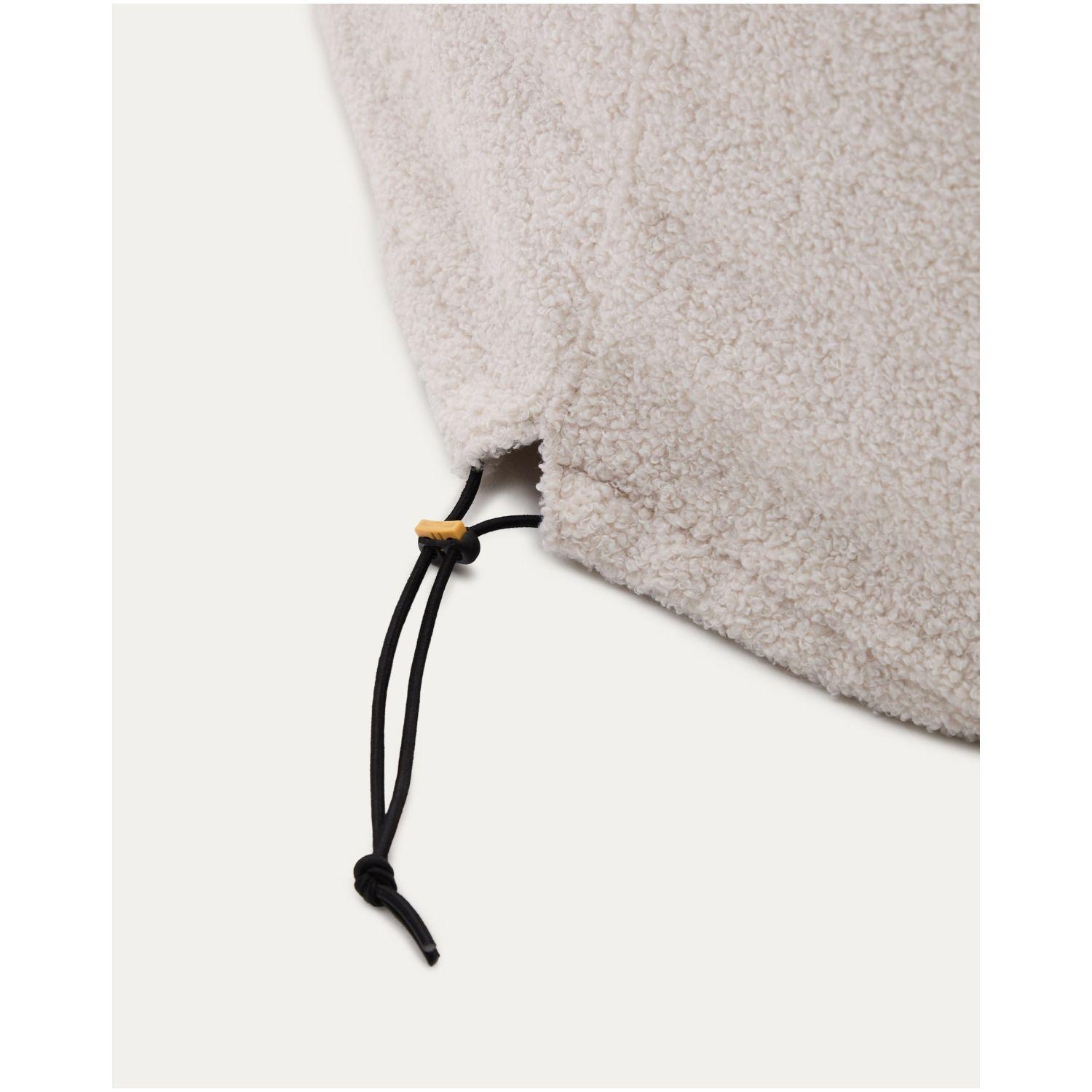 Ersatzbezug 120x120 Fusshocker Kaeli in Bouclé Farbe Écru