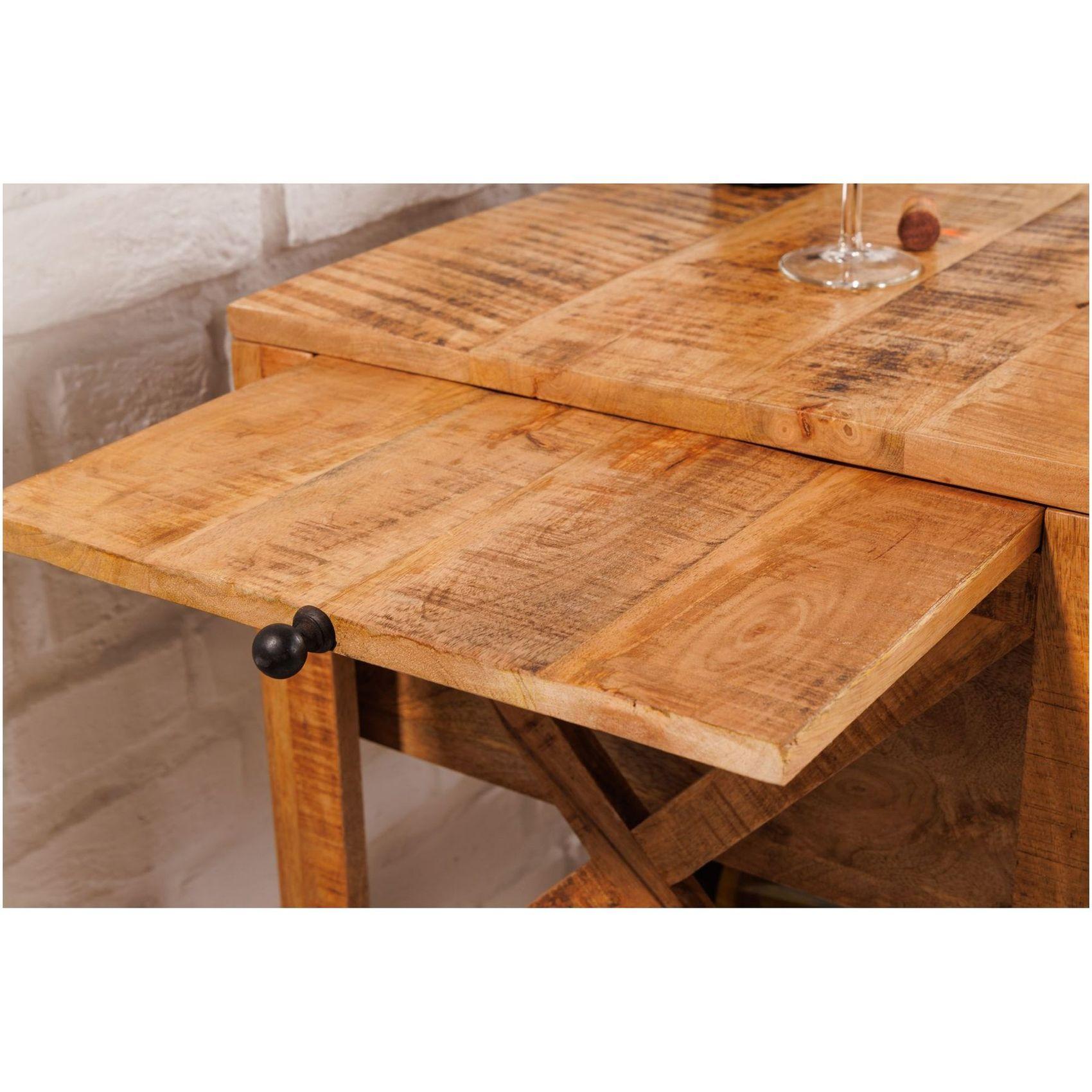 Servierwagen Vintage Loft Mangoholz natur Metall