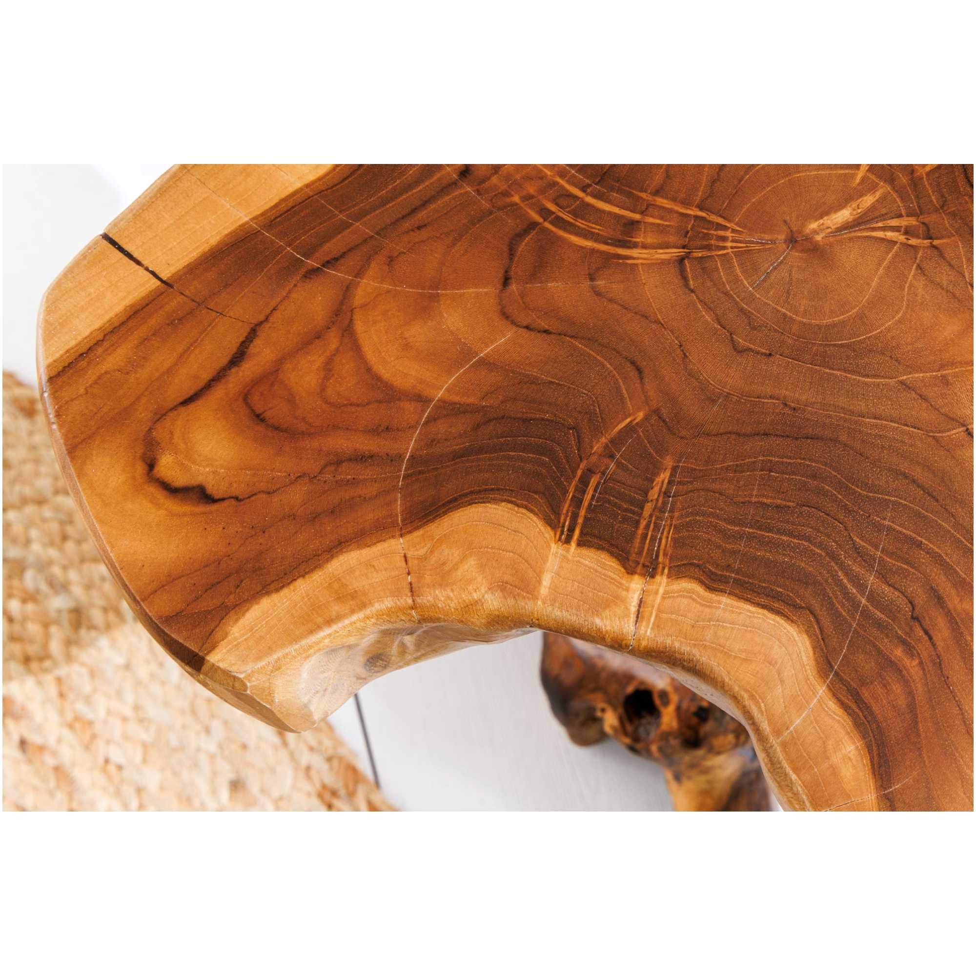 Beistelltisch Holzhocker Wurzel Baumkante Teakholz naturbraun 40x40 Unikat