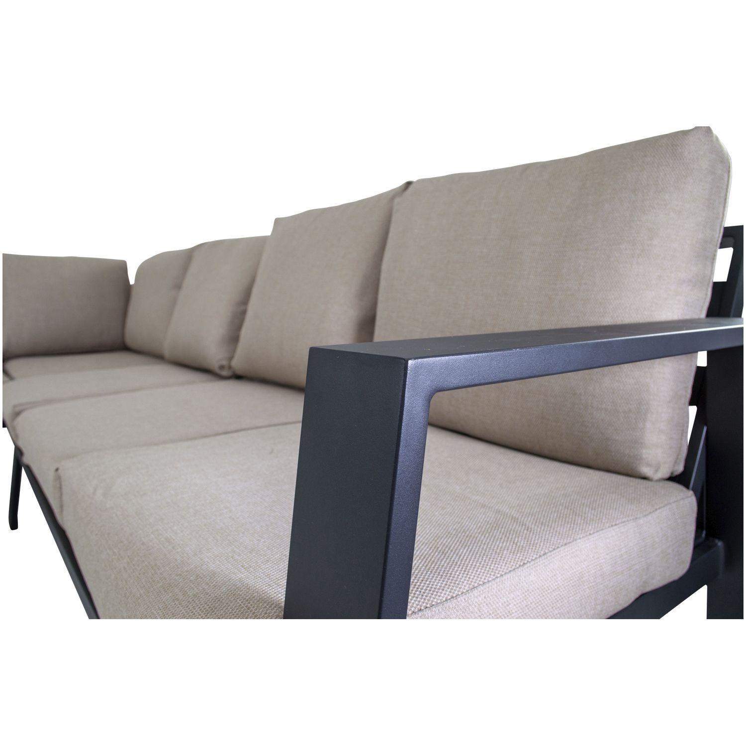 Garten Essgruppe Sofa Esther Aluminium anthrazit Stoff beige 276x213