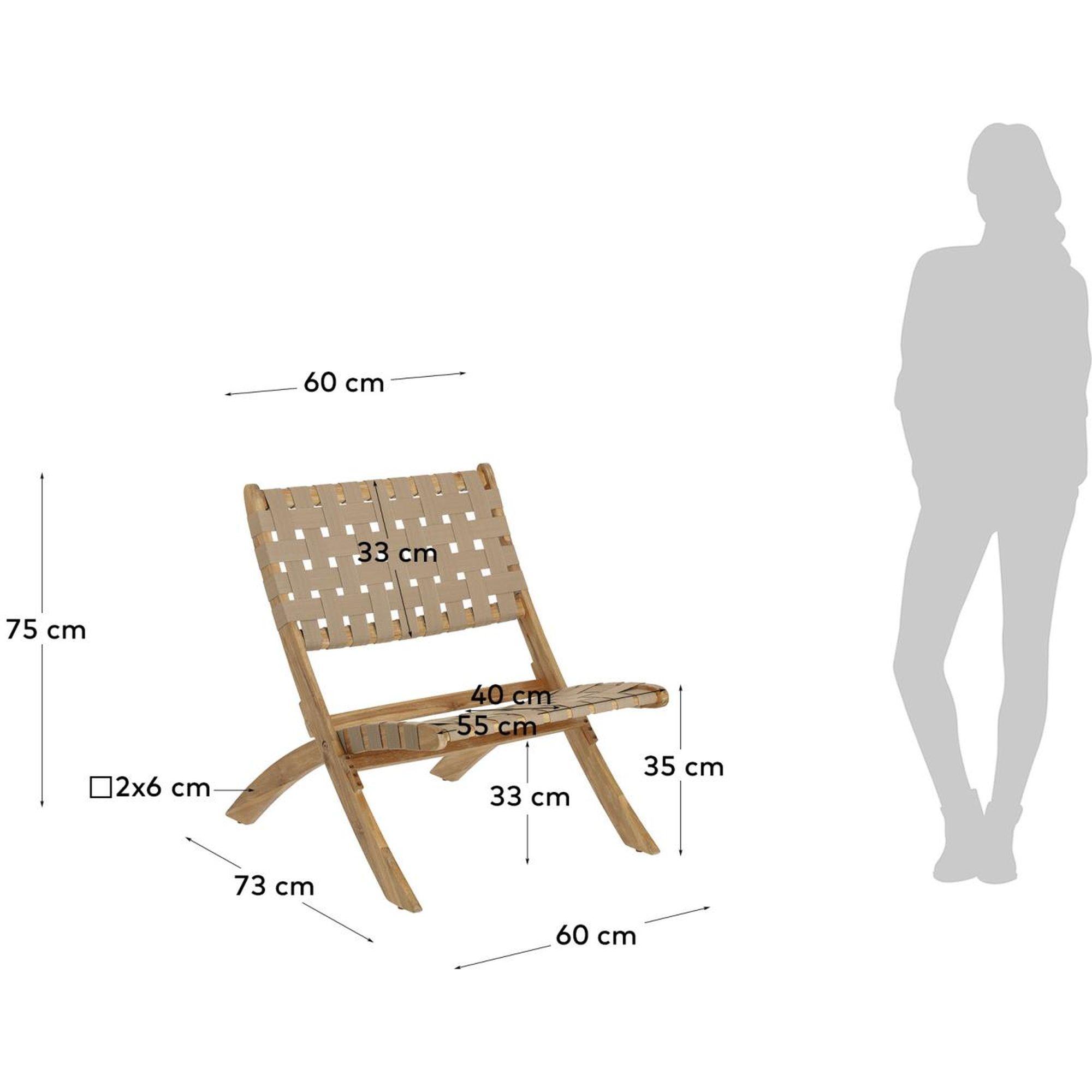 Gartensessel Klappstuhl Klappsessel Chabeli Akazienholz FSC Seil beige