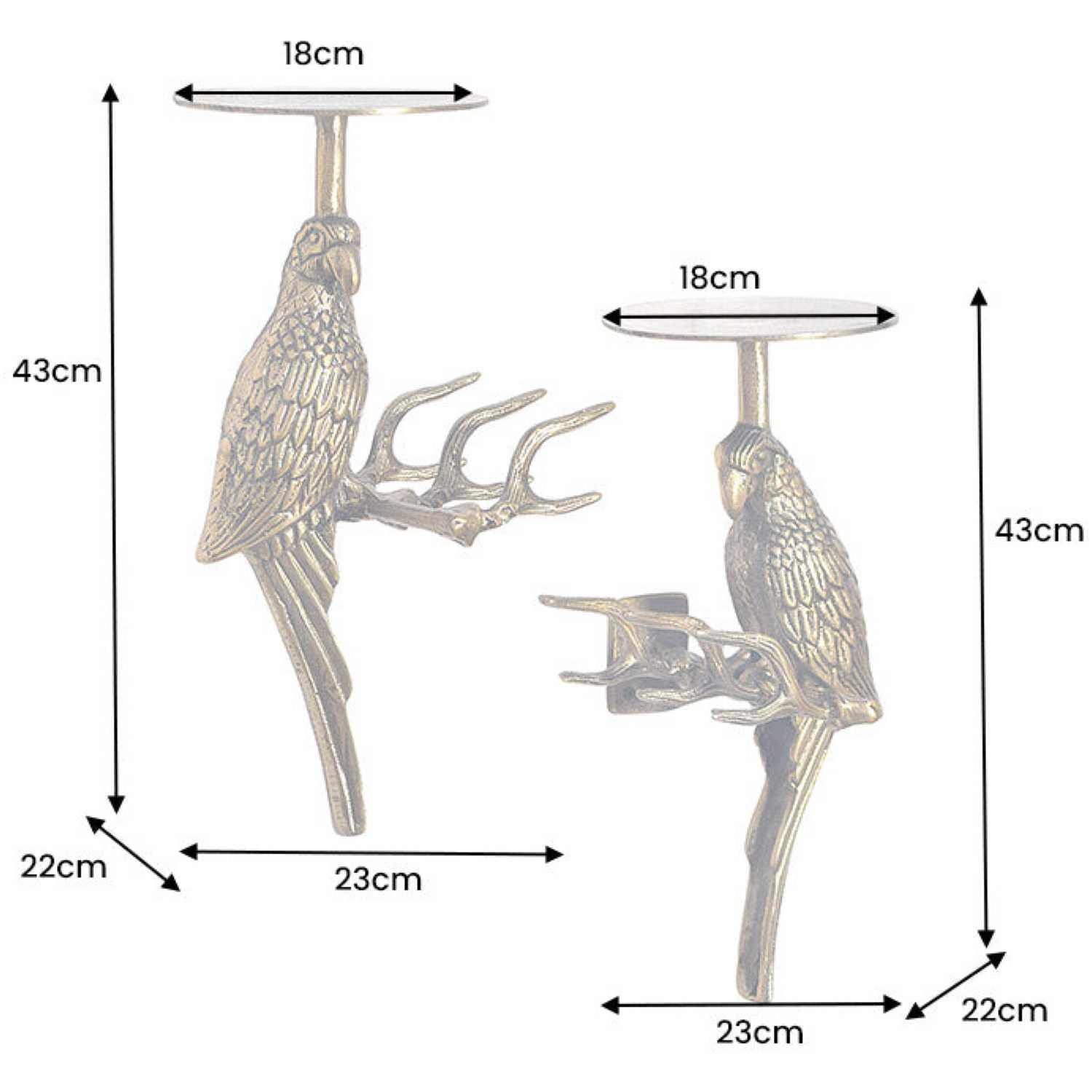 Wandgarderobe mit Ablage Vögel Hammerschlag-Effekt Antikgold (2er-Set)