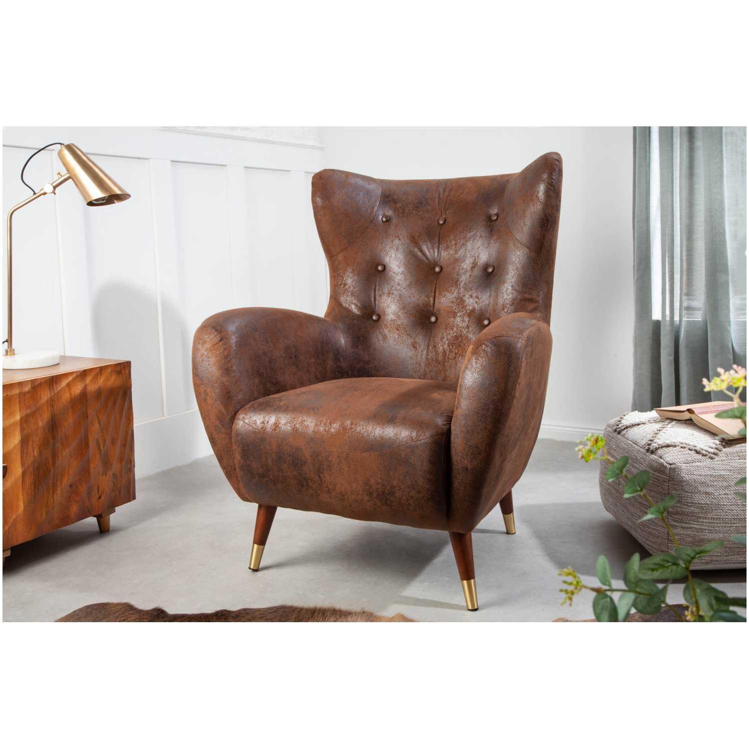 Ohrensessel Bobby Stoff vintage braun