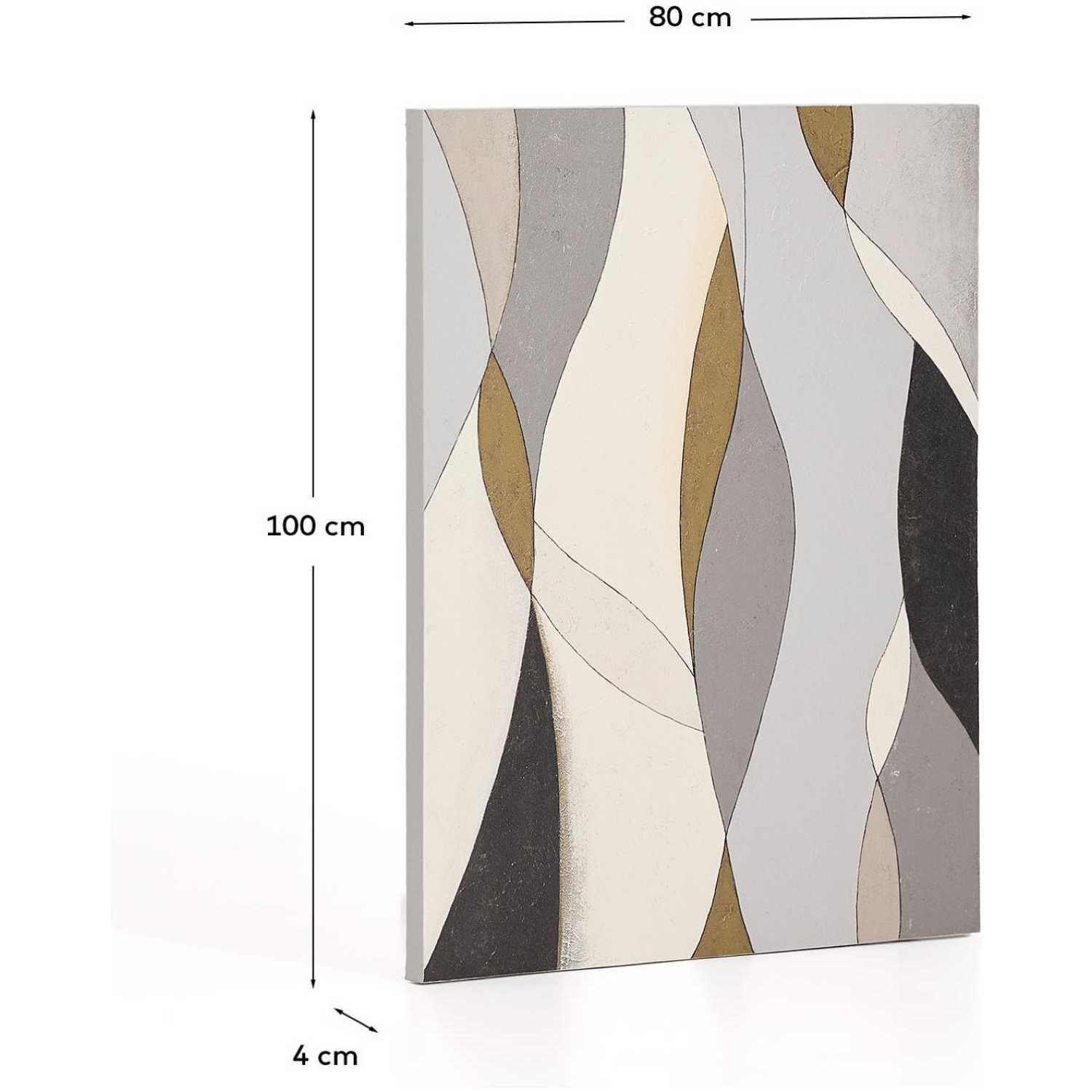 Abstrakte Leinwand Marvilo Grau und Senfgelb 80x100