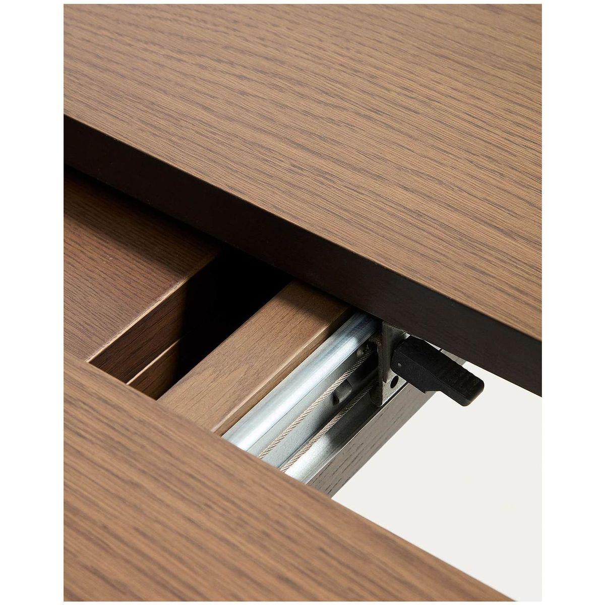 Esstisch Ausziehtisch rund Artis Massivholz und Eichenfurnier Walnuss-Finish 100% FSC - Grösse: 120-170x120