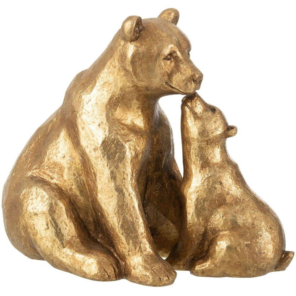 Bär mit Kind Sitzend Poly Gold