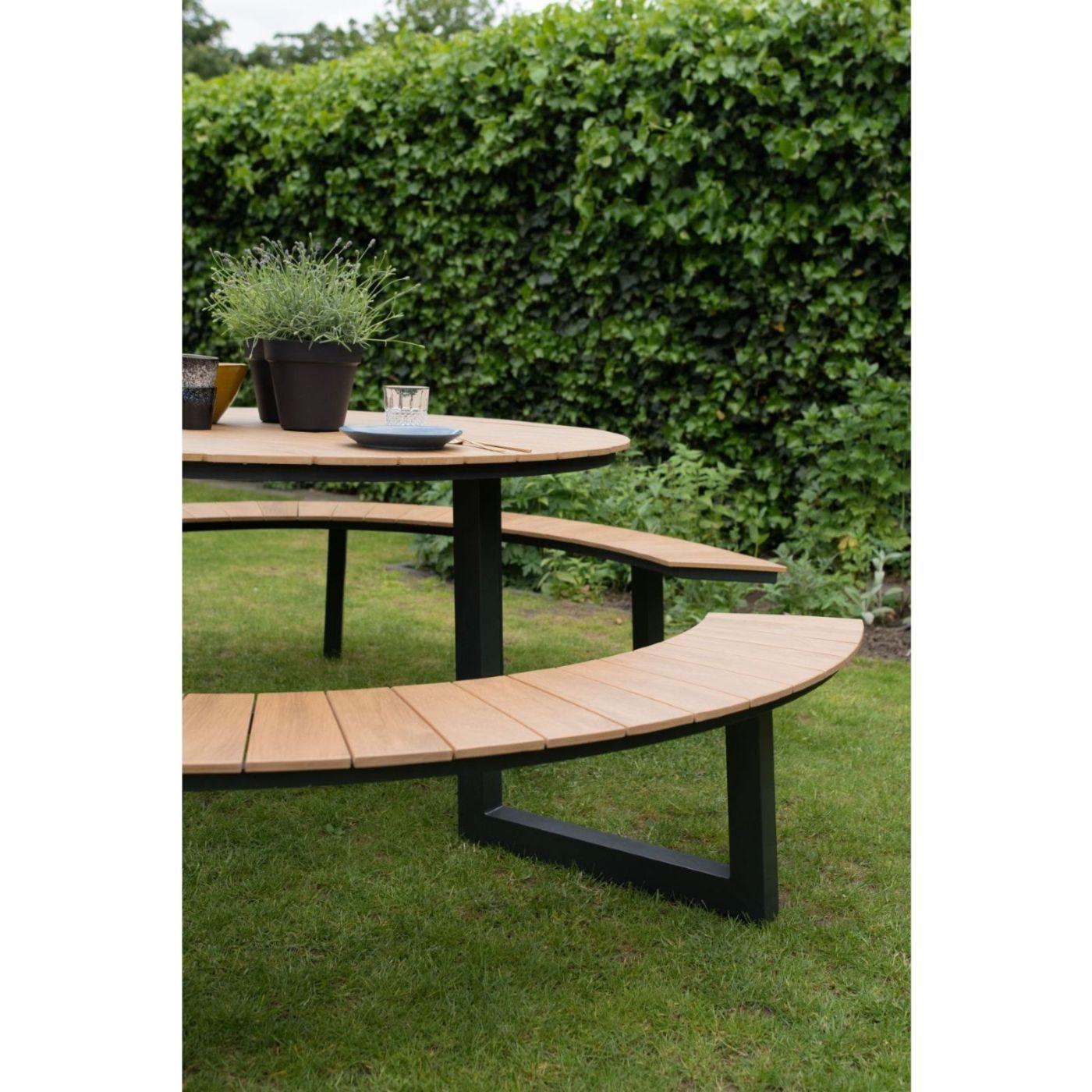 Garten Picknick Tischset rund Aluminium Poly-Holz Piazza
