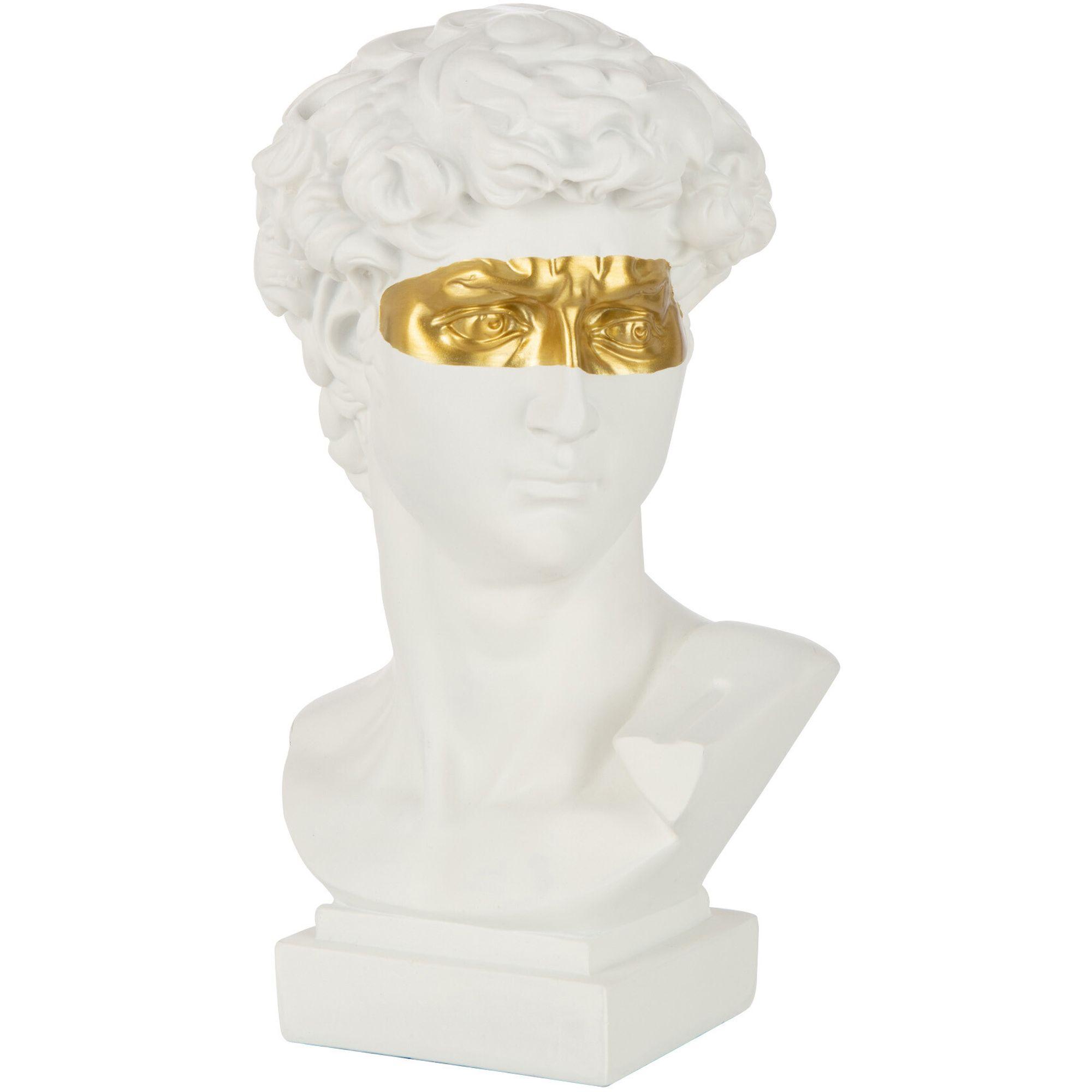 Büste David Poly Weiss Gold H29