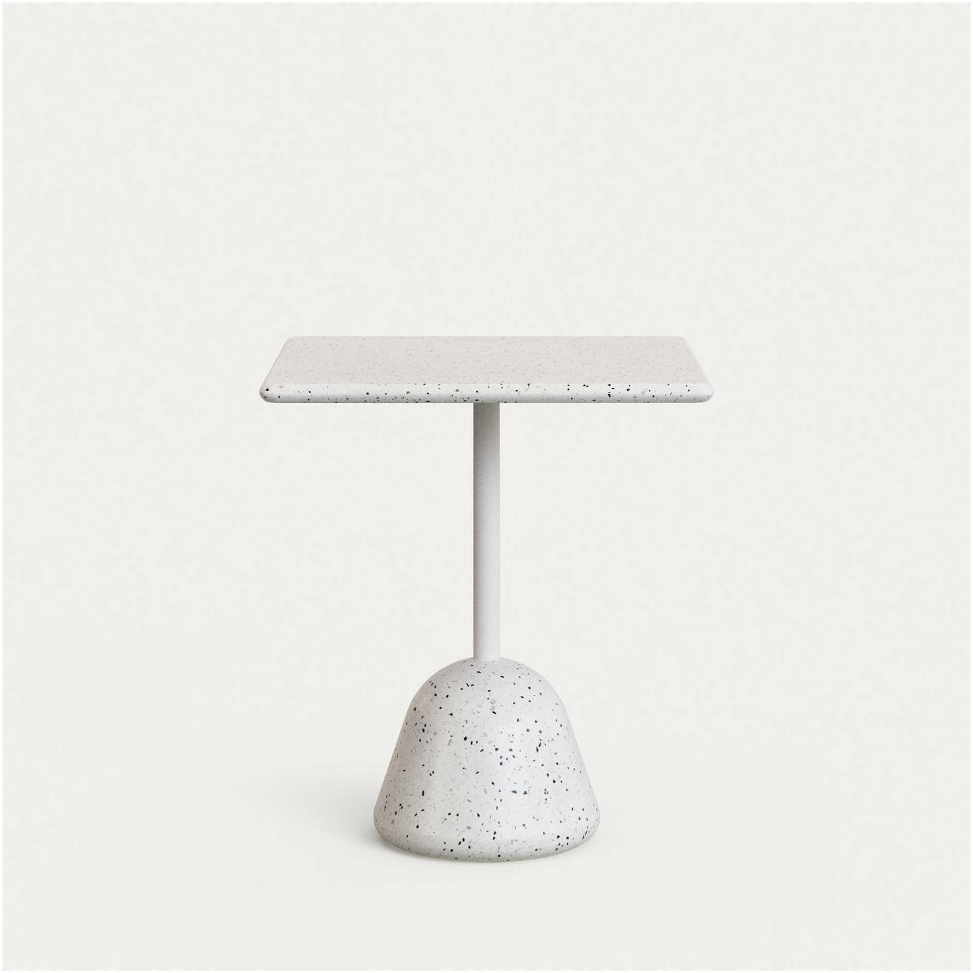 Saura Tisch mit weissem Terrazzo-Deckel und weissem Terrazzo-Fuss 70x70x75 cm