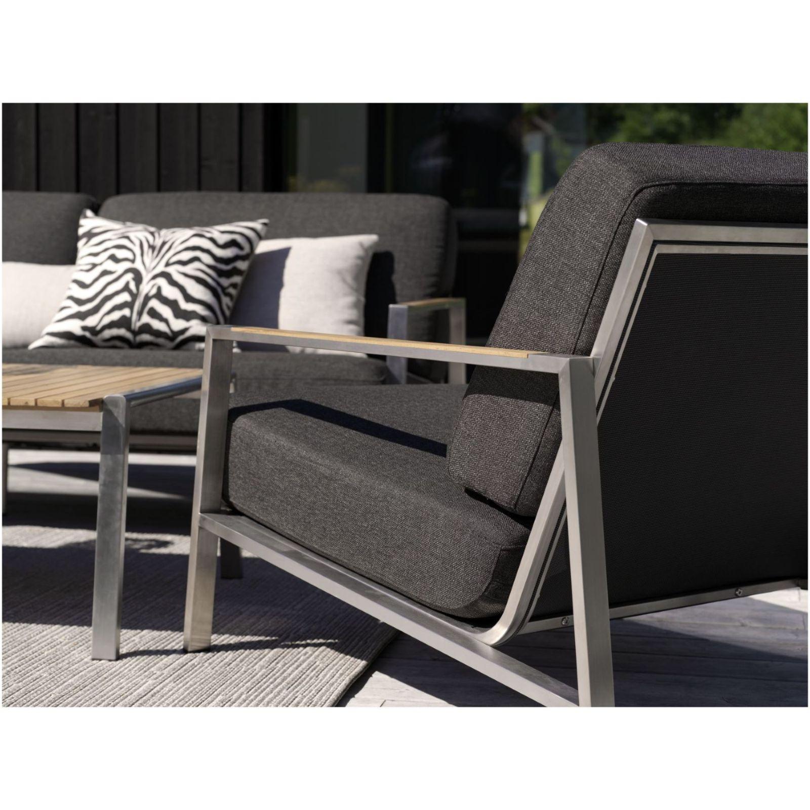 Gartensessel Bellevue Edelstahl Teak Kissen anthrazit
