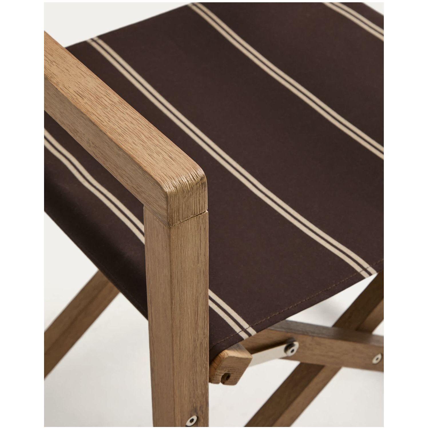 Braun-beige gestreifter Outdoor-Klappstuhl Vilara aus massivem Akazienholz FSC 100%