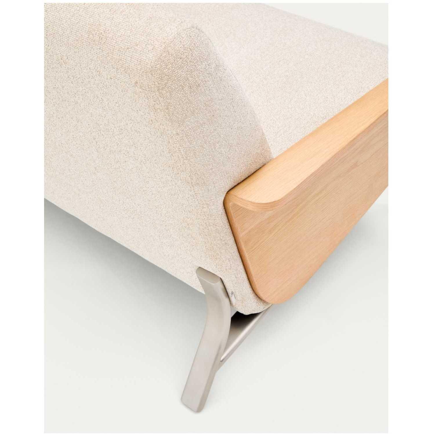 2-Sitzer-Sofa Amsen Eichenfurnier Chenille Stoff beige Beine Edelstahl gebürstetet 150 FSC 100%
