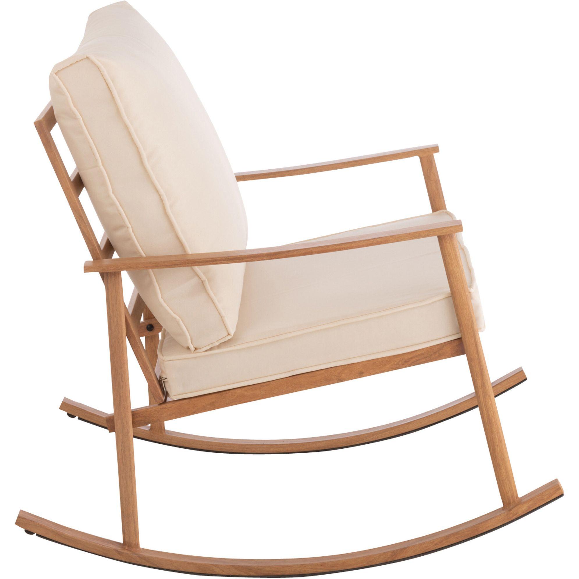 Garten Schaukelstuhl Metall beige Kissen weiss