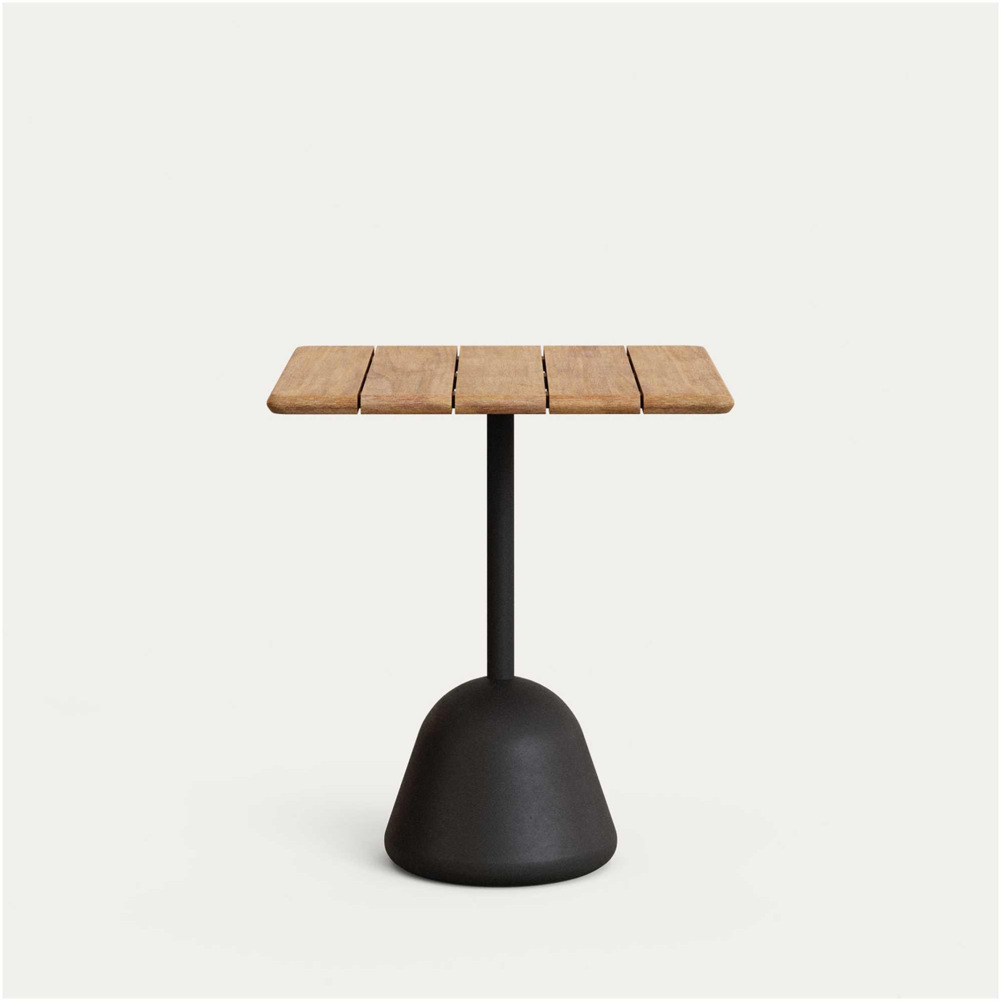Saura Tisch mit Akazienplatte in Naturfinish und schwarzem Zementfuss 70x70x75 cm