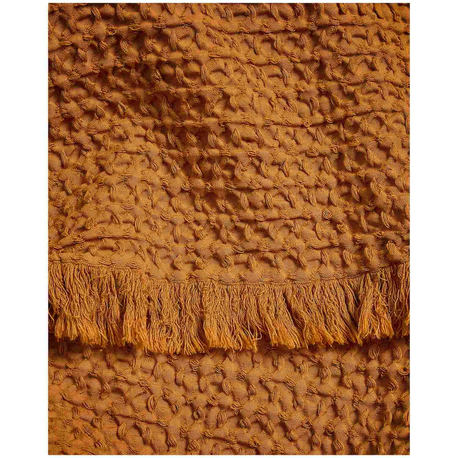 Decke Nulina aus 100% Baumwoll-Waffelpiqué in Senf 130x170