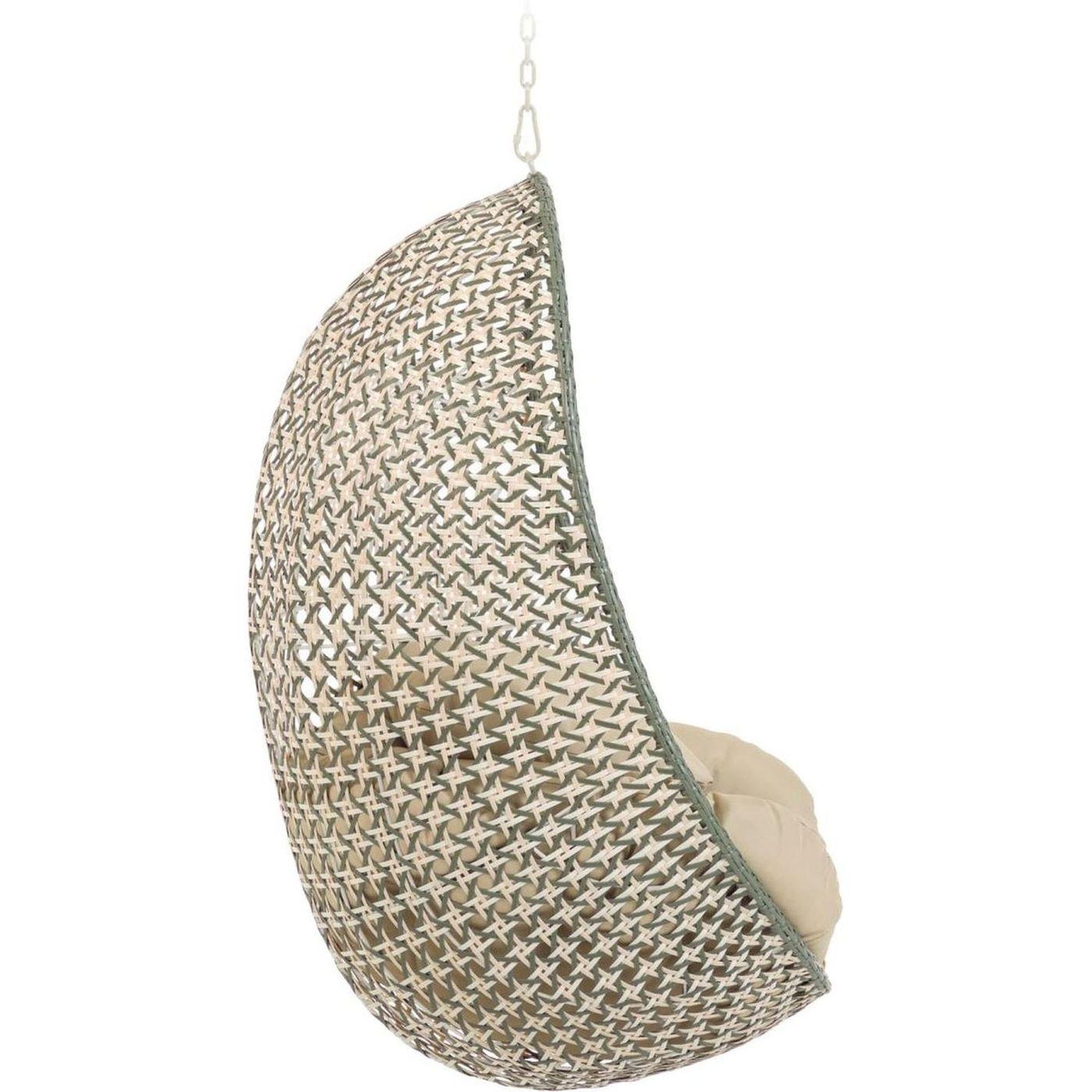 Garten Hängesessel Ciara Poly Rattan grün beige