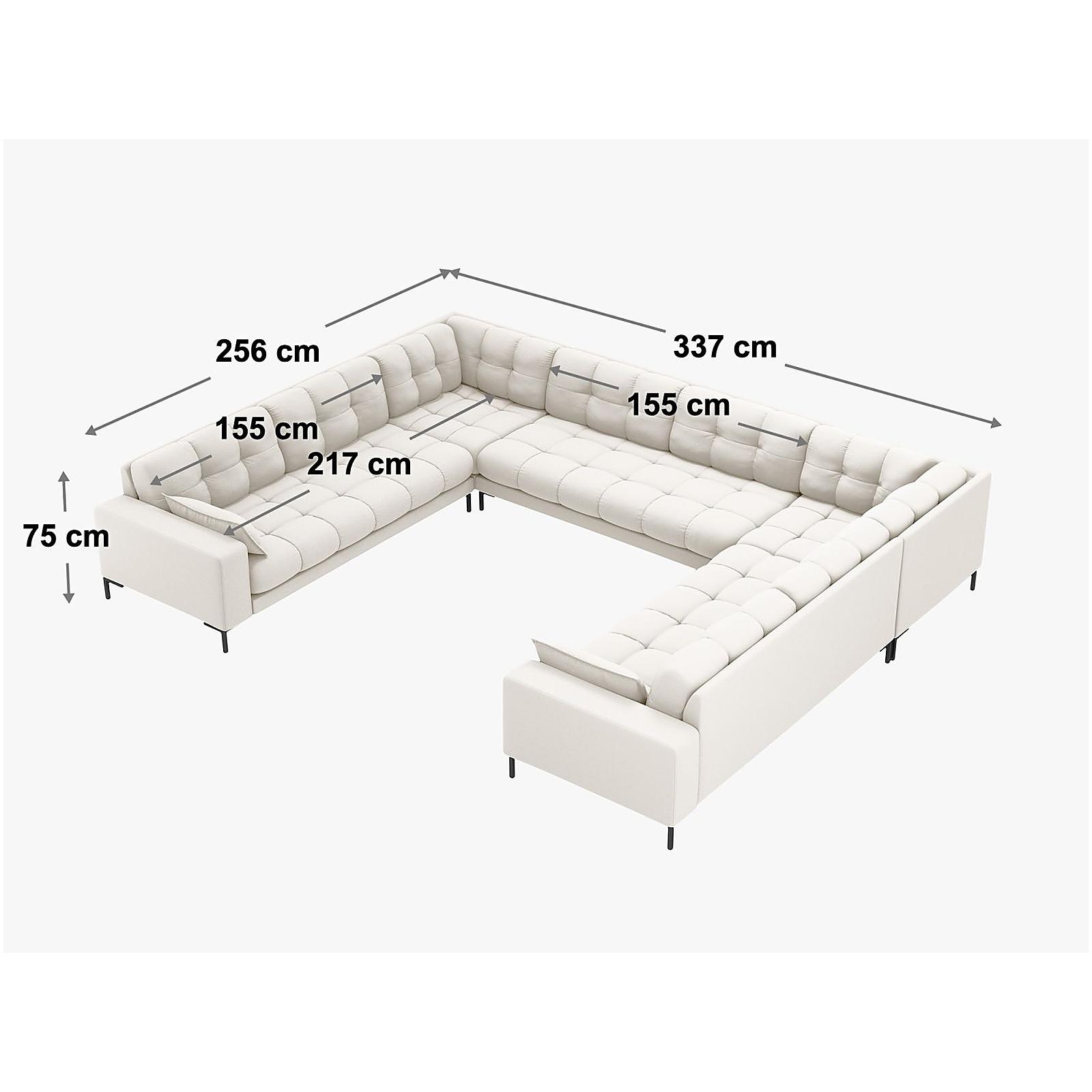 Wohnlandschaft U-Sofa Mamaia 337x256x75 Füsse schwarz - Bezug: Structured Fabric (Neve), Light Beige