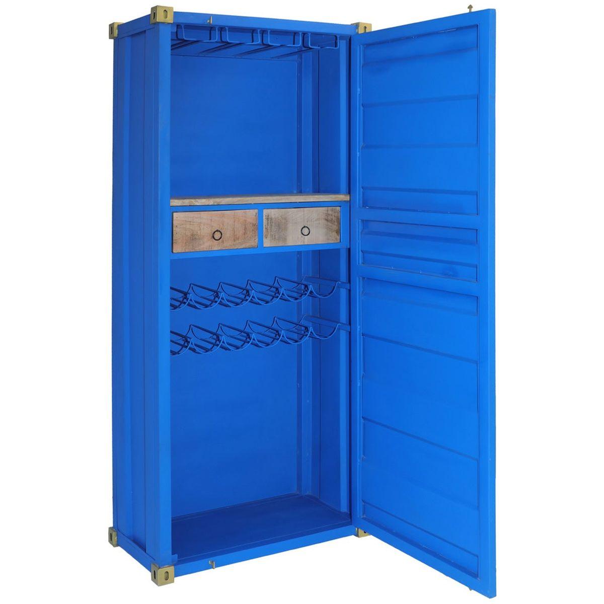 Barschrank Container Metall blau 76x180