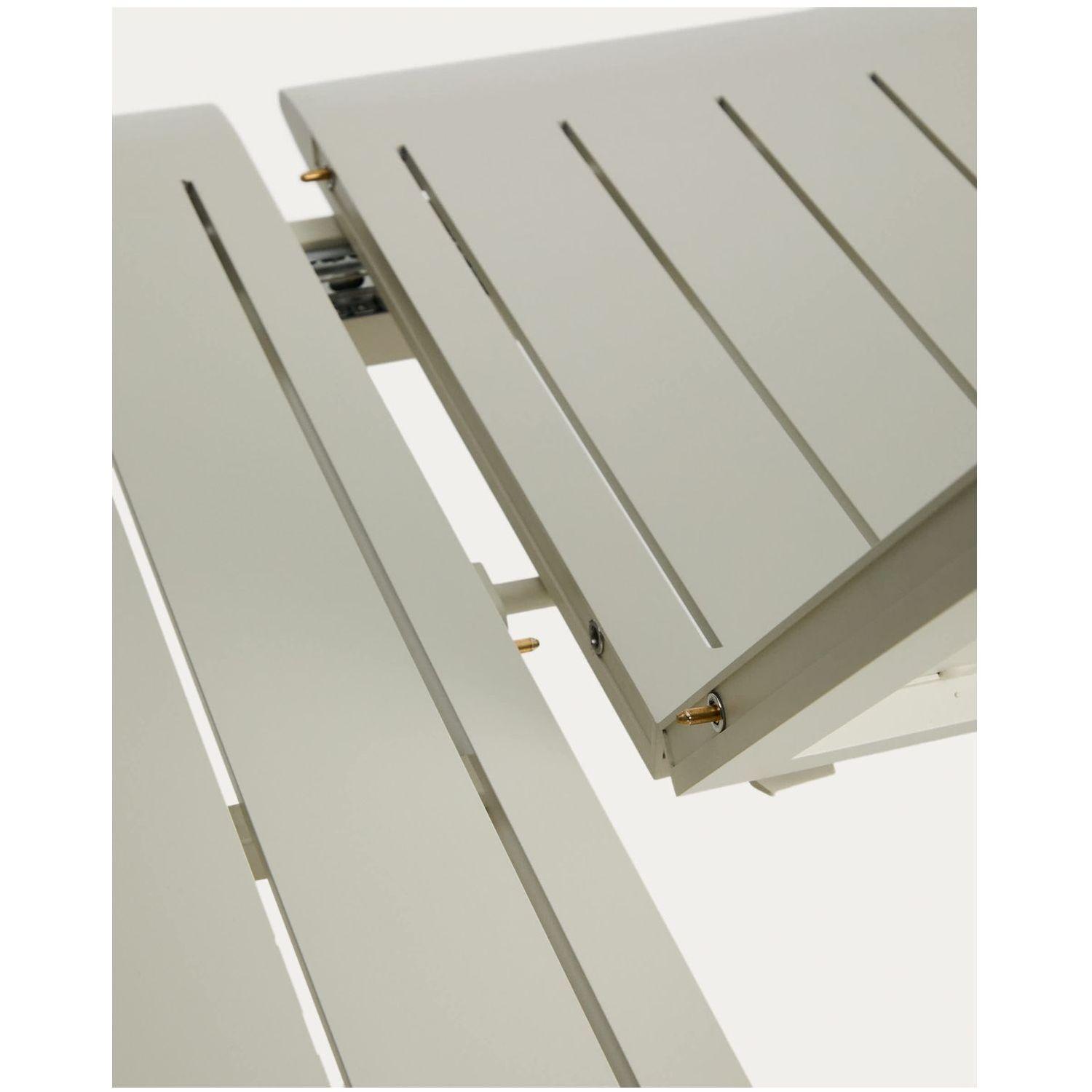 Ausziehtisch Brela aus Aluminium und 6 Stapelstühle Livadia aus Aluminium und ecrufarbenem