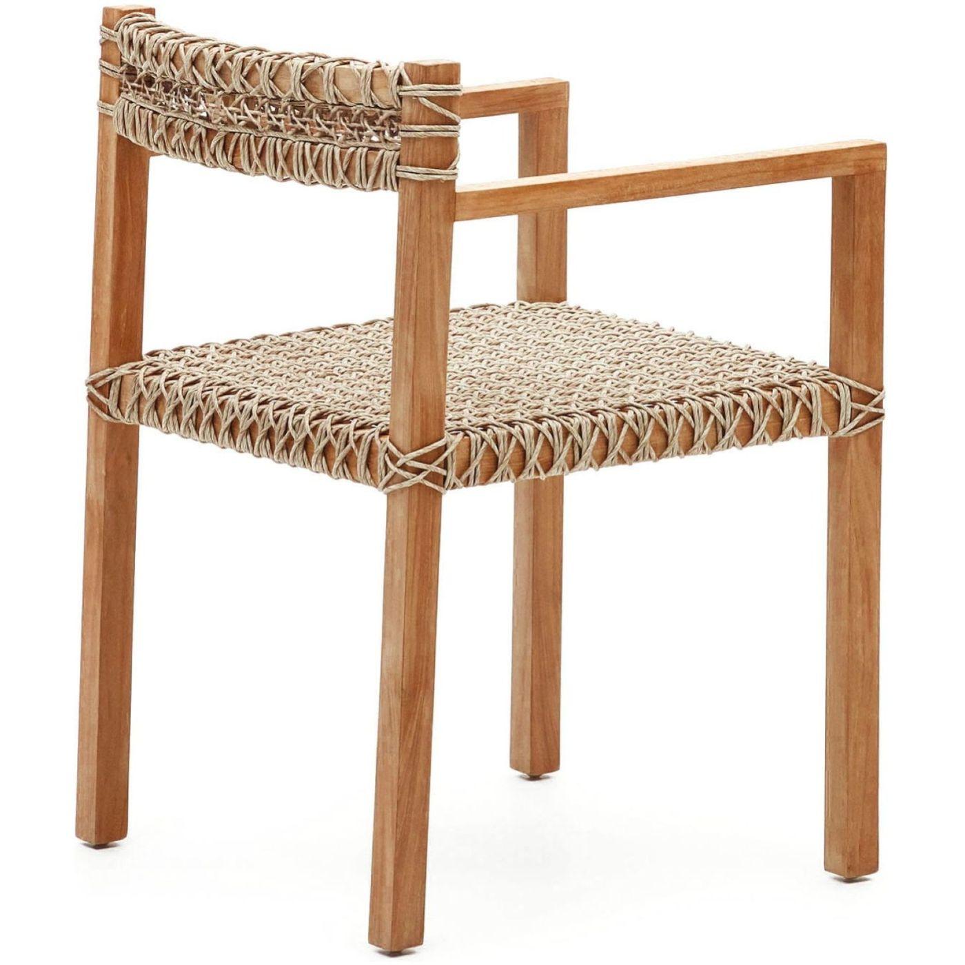 Gartenstuhl mit Armlehne Giverola massives Teakholz Rattan