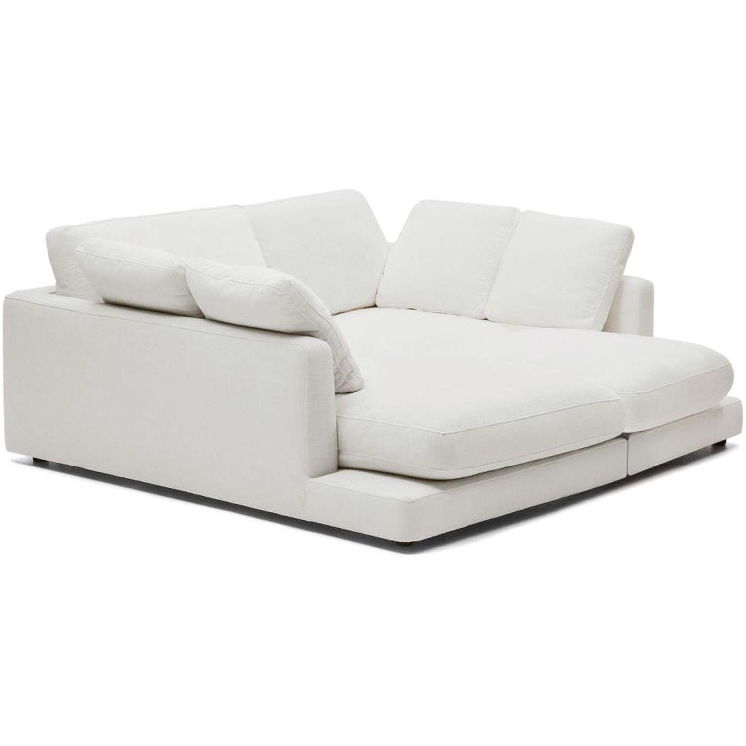 Sofa mit 2 Longchair Liegewiese Gala Stoff weiss 210x193