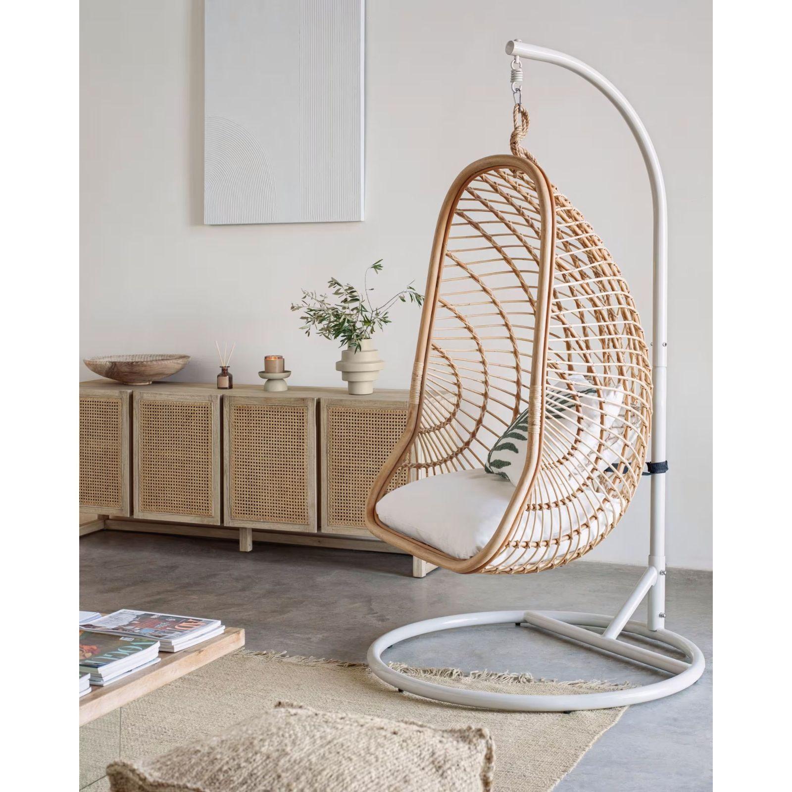 Hängesessel Natur Rattan Bali Fuss hellgrau