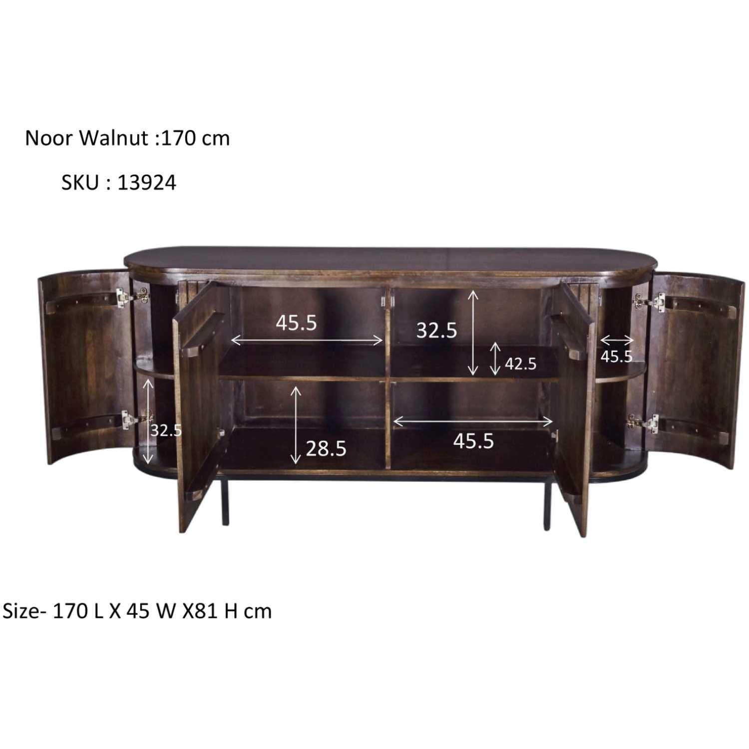 Sideboard abgerundet Aloy Mangoholz braun walnuss 170