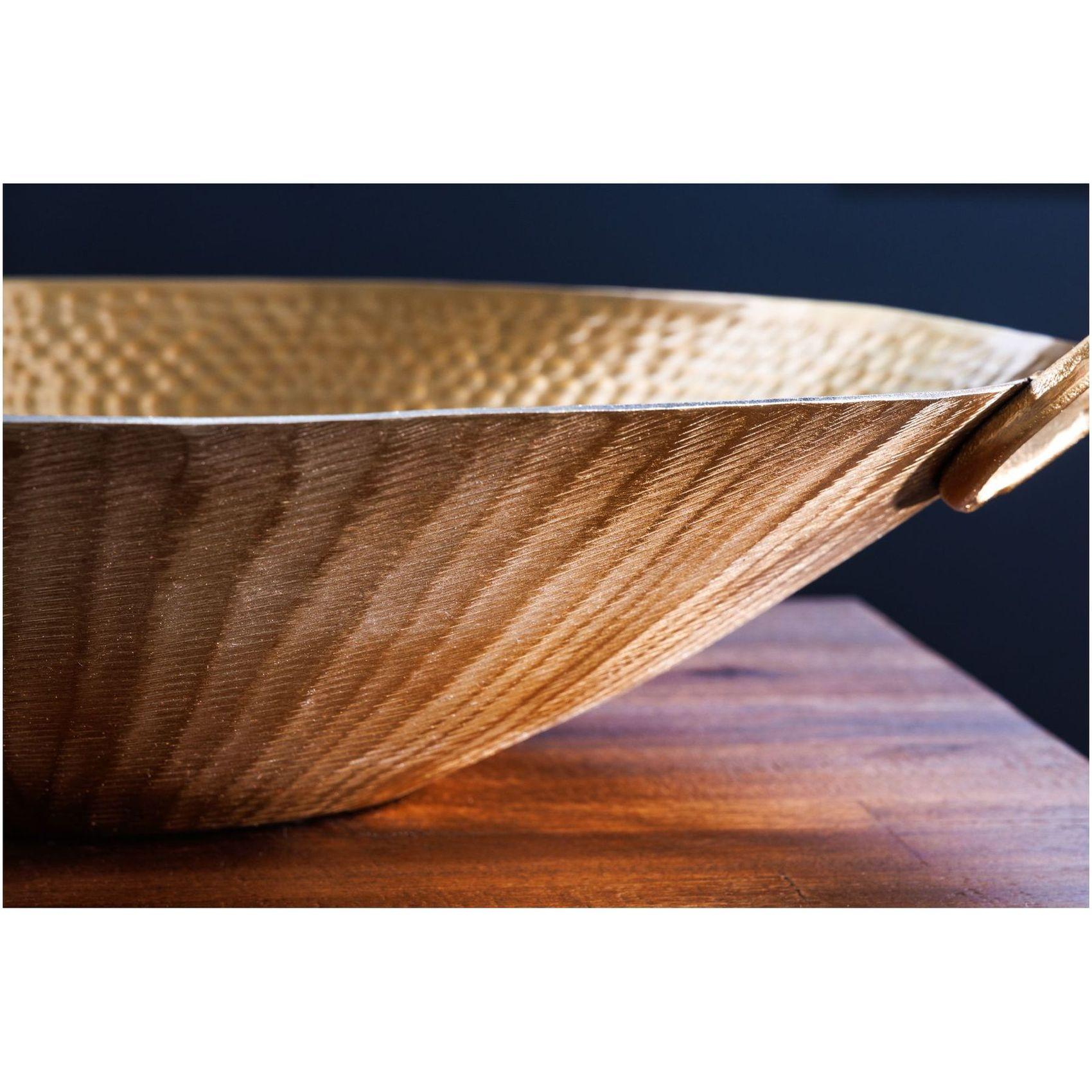 Deko Schale Bazzar mit Griff Hammerschlag gold 57x50
