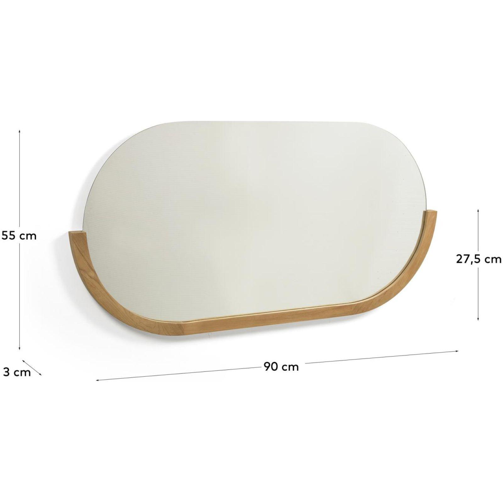 Wandspiegel oval Rokia aus massivem Teakholz 90x55