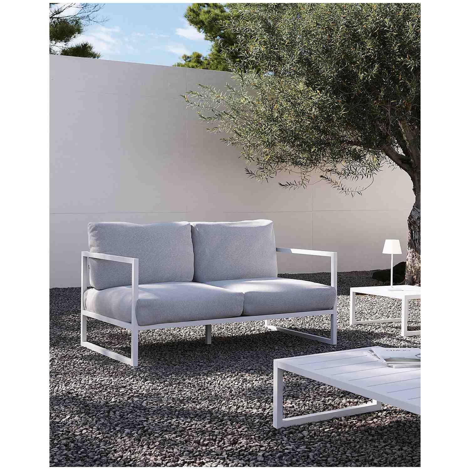 2-Sitzer-Sofa Comova 100% outdoor weiss und Aluminium weiss 150 cm