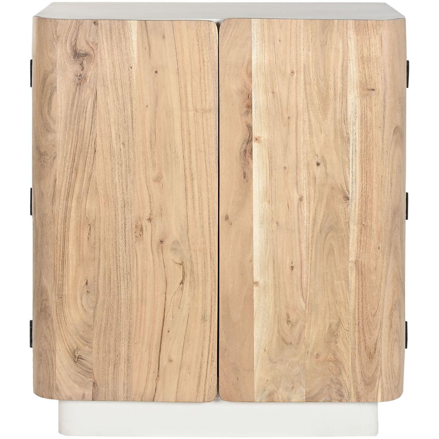 Barschrank Kommode Boho Akazienholz natur weiss 85x100