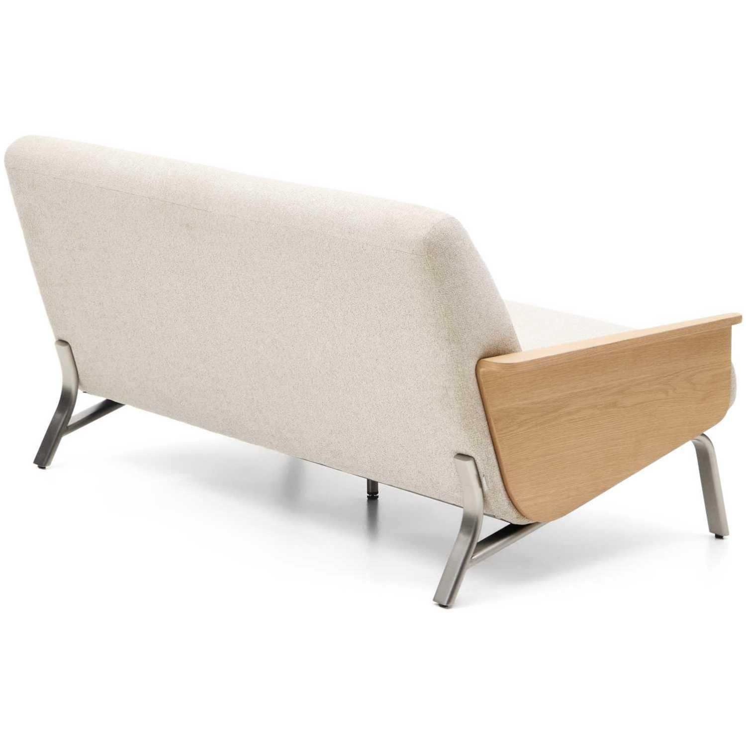 2-Sitzer-Sofa Amsen Eichenfurnier Chenille Stoff beige Beine Edelstahl gebürstetet 150 FSC 100%
