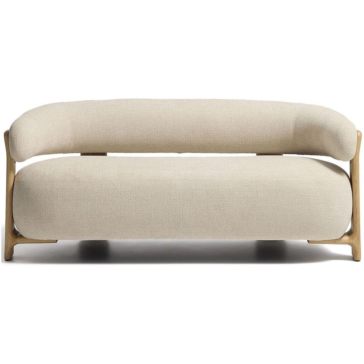 2-Sitzer Sofa Granite mit beiger Chenille und Beinen aus massivem Eschenholz mit natürlichem Finish 155 FSC 100 %