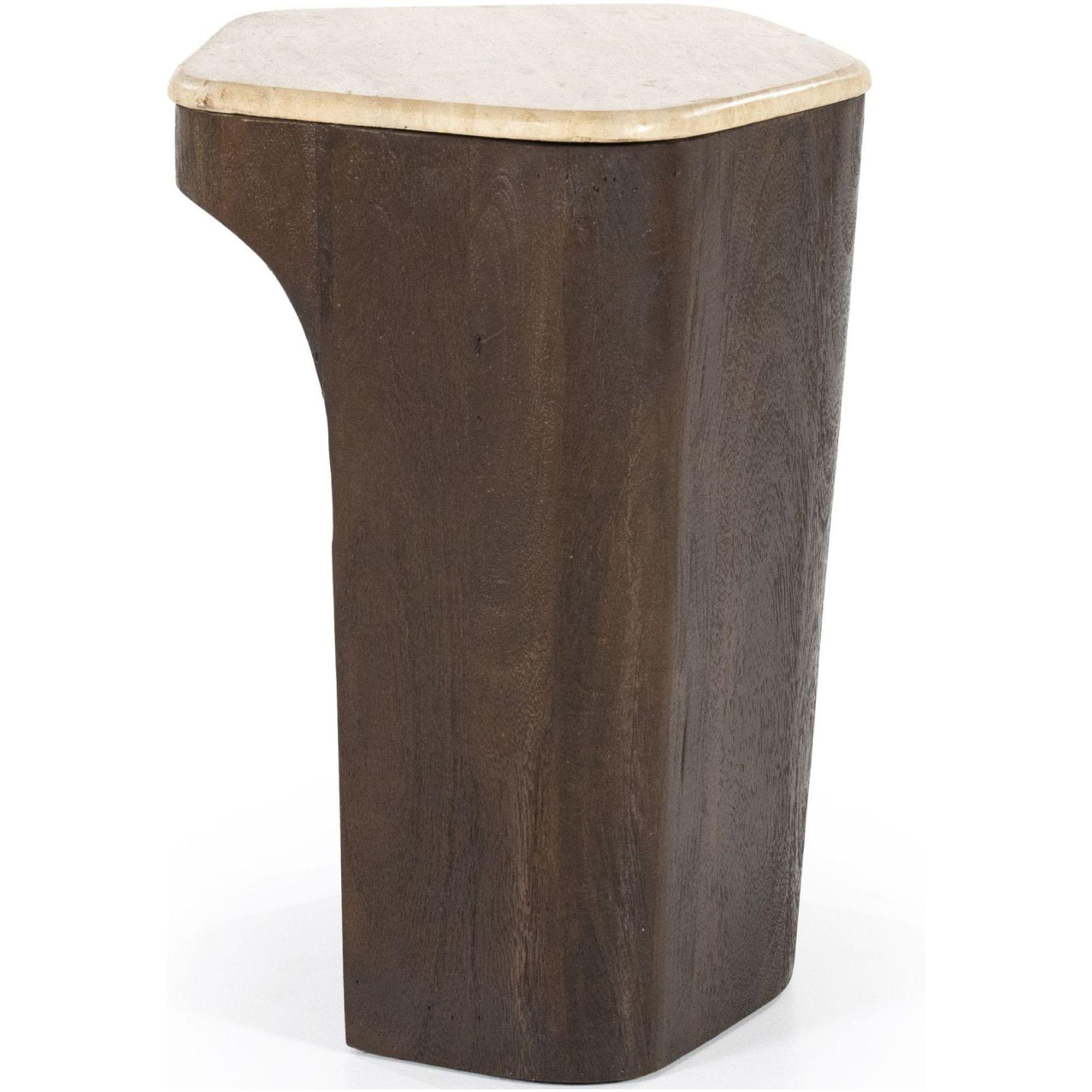 Beistelltisch Zona Mangoholz braun Travertin 50x40