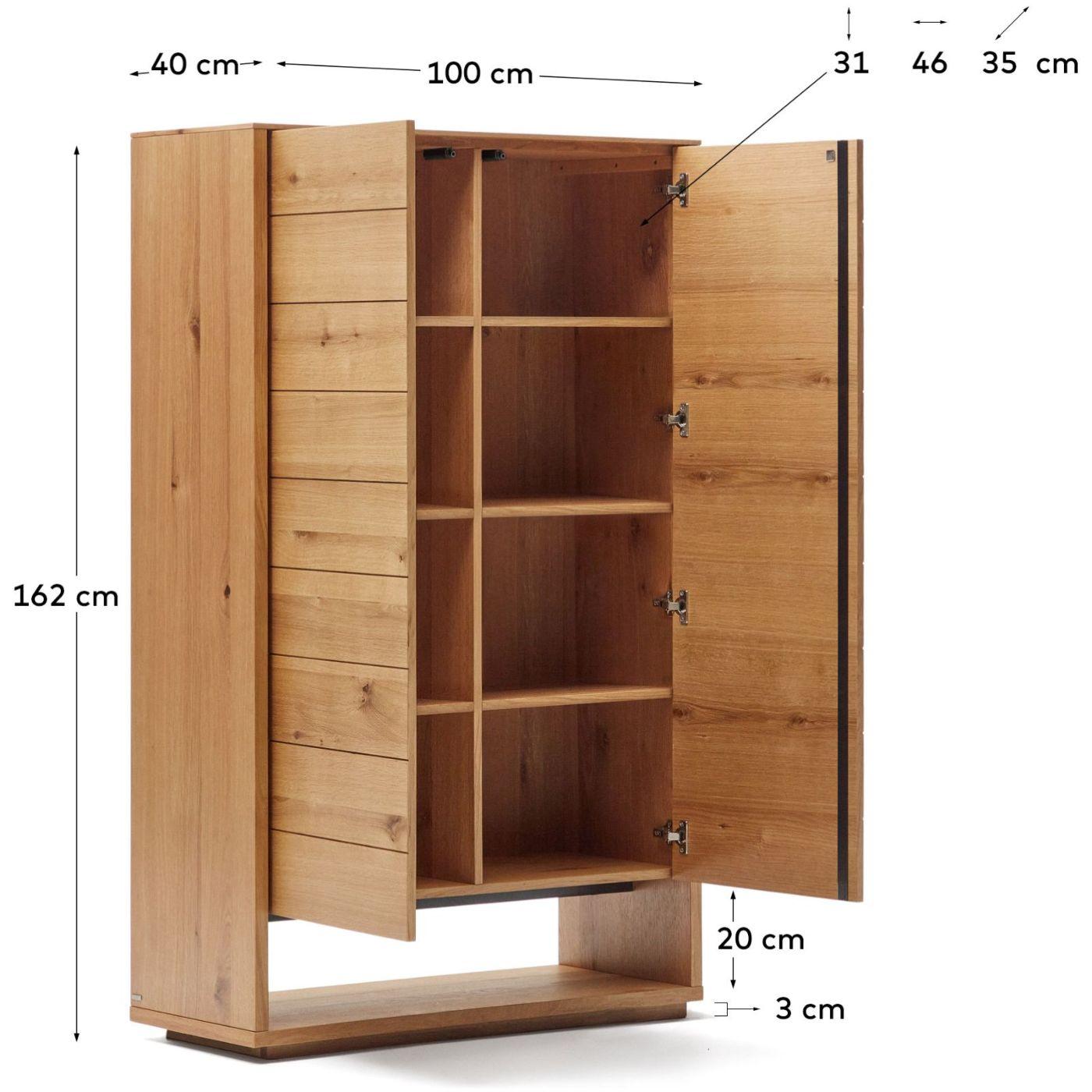 Highboard Alguema 2 Türen aus Eichenfurnier mit natürlichem Finish 100x163.5