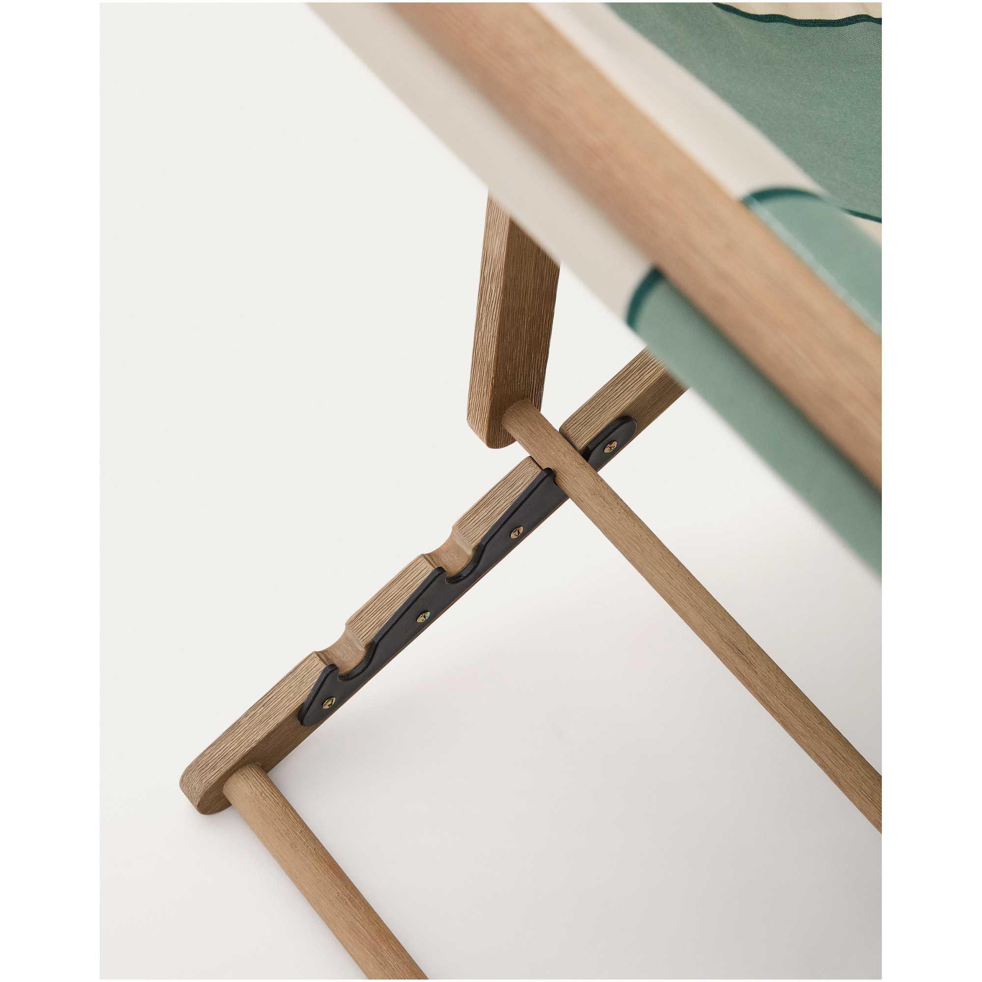 Grün-beige gestreifter klappbarer Outdoor-Liegestuhl Vilara aus massivem Akazienholz, FSC 100%