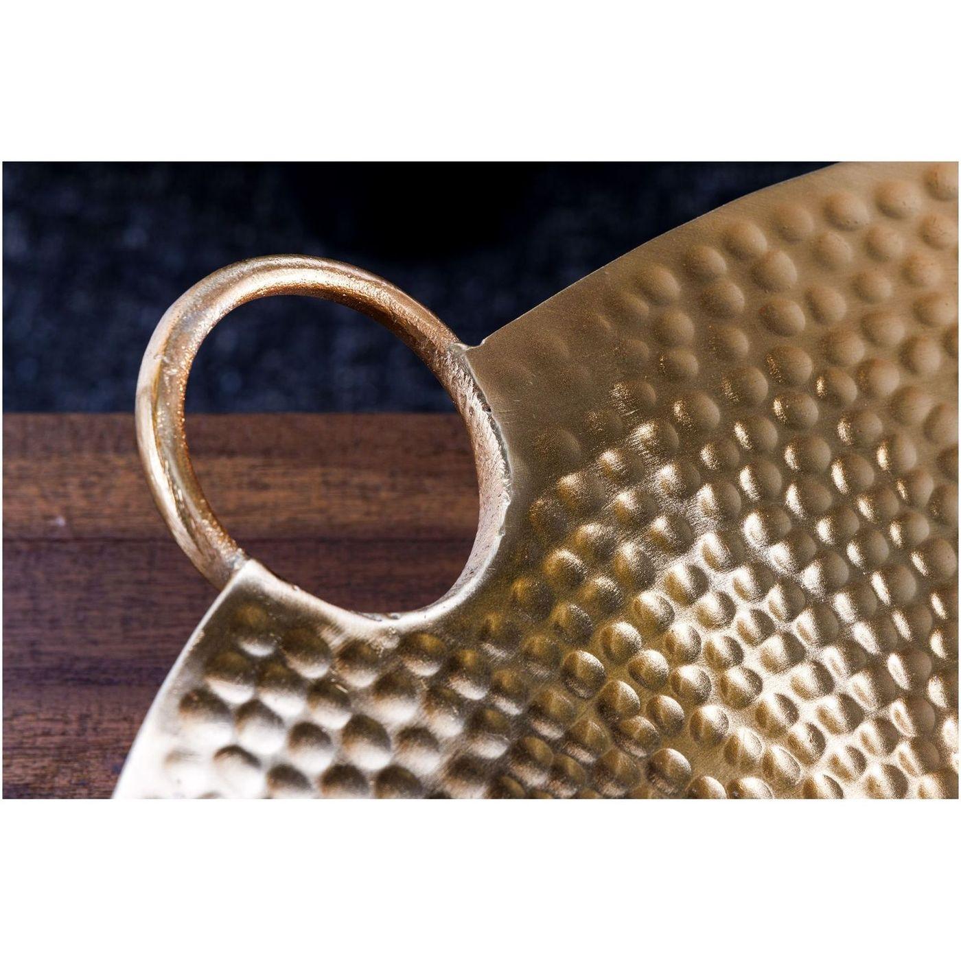 Deko Schale Bazzar mit Griff Hammerschlag gold 57x50