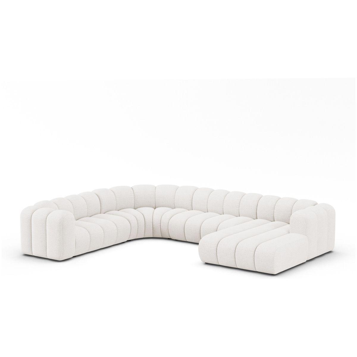 Wohnlandschaft U-Sofa Lupine - Ausrichtung: links - Bezug: Boucle (Baloo), White