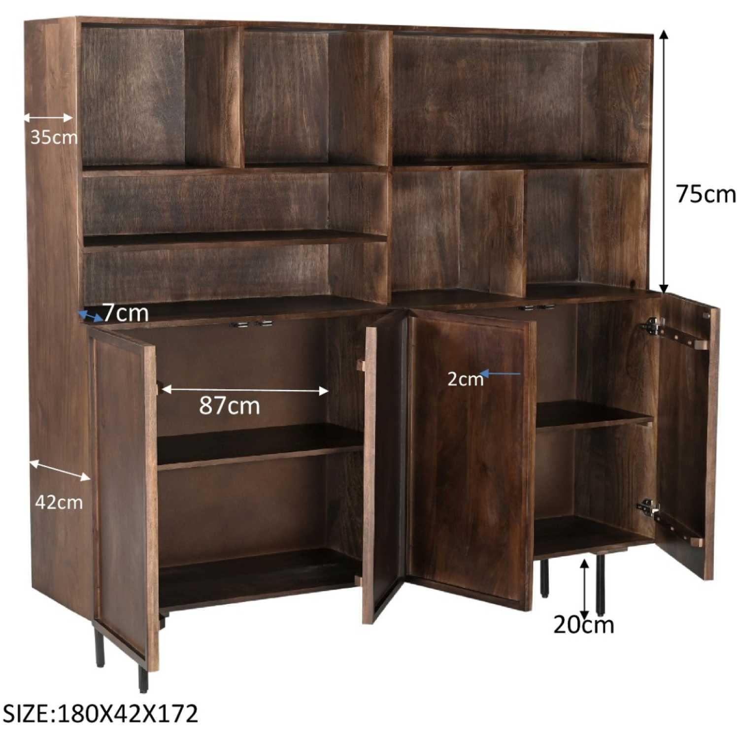 Buffetschrank Elan Mangoholz braun 180x172