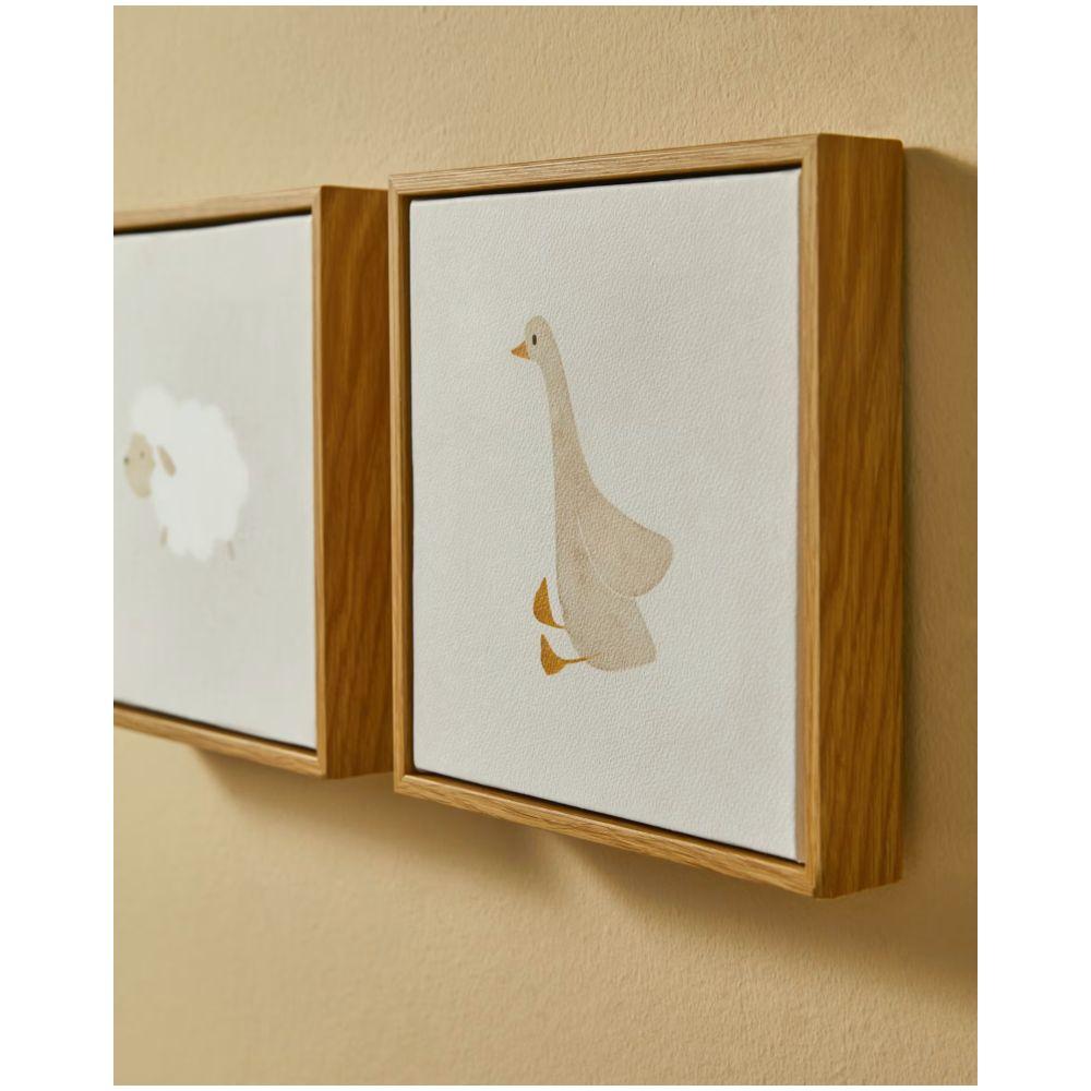 Bild Milu mit Gans beige und weiss 20x20